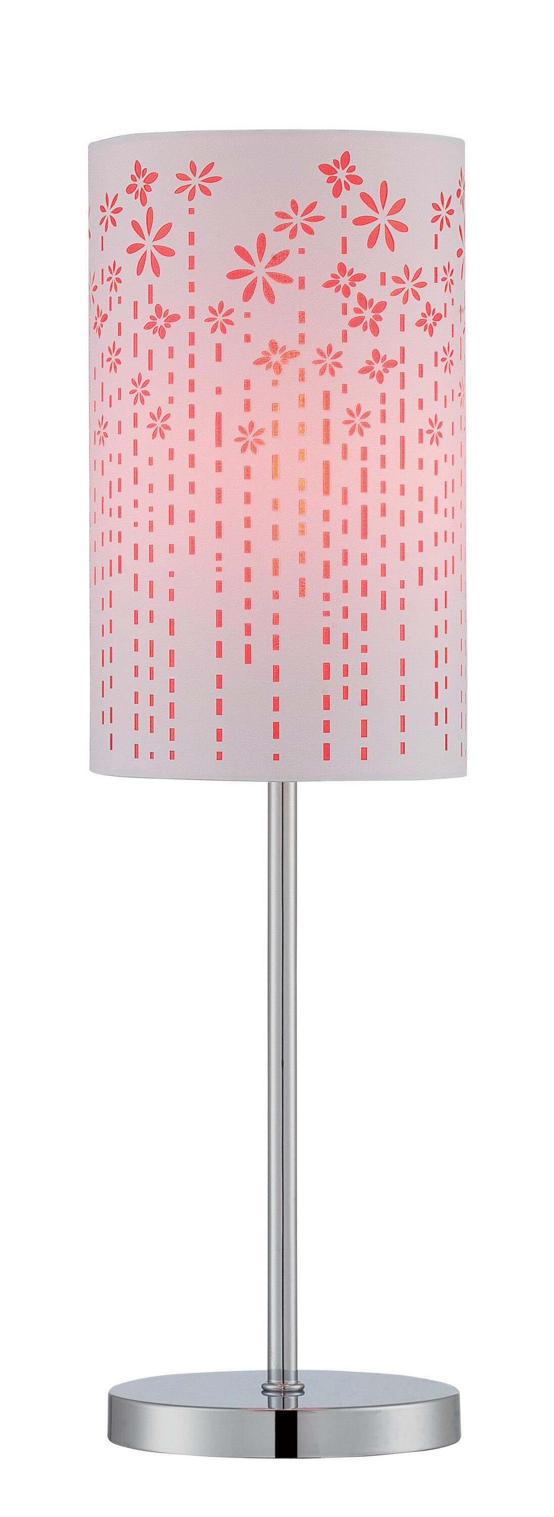Lite Source Poppy 20.5-in Chrome Table Lamp with Fabric Shade in the ...