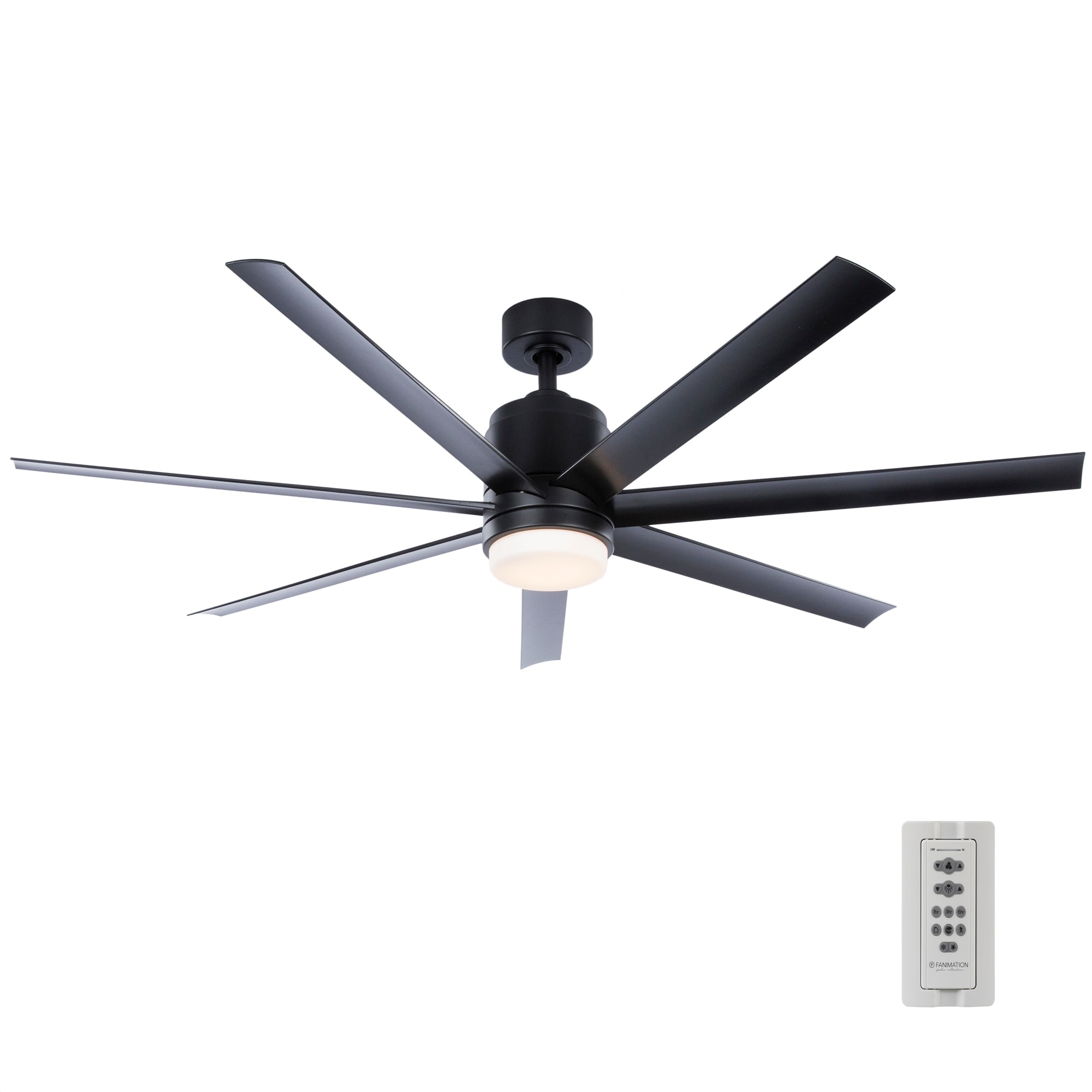 Fanimation Studio Collection Blitz 56-in Black LED Indoor/Outdoor Ceiling  Fan with Light Remote (7-Blade) in the Ceiling Fans department at Lowes.com
