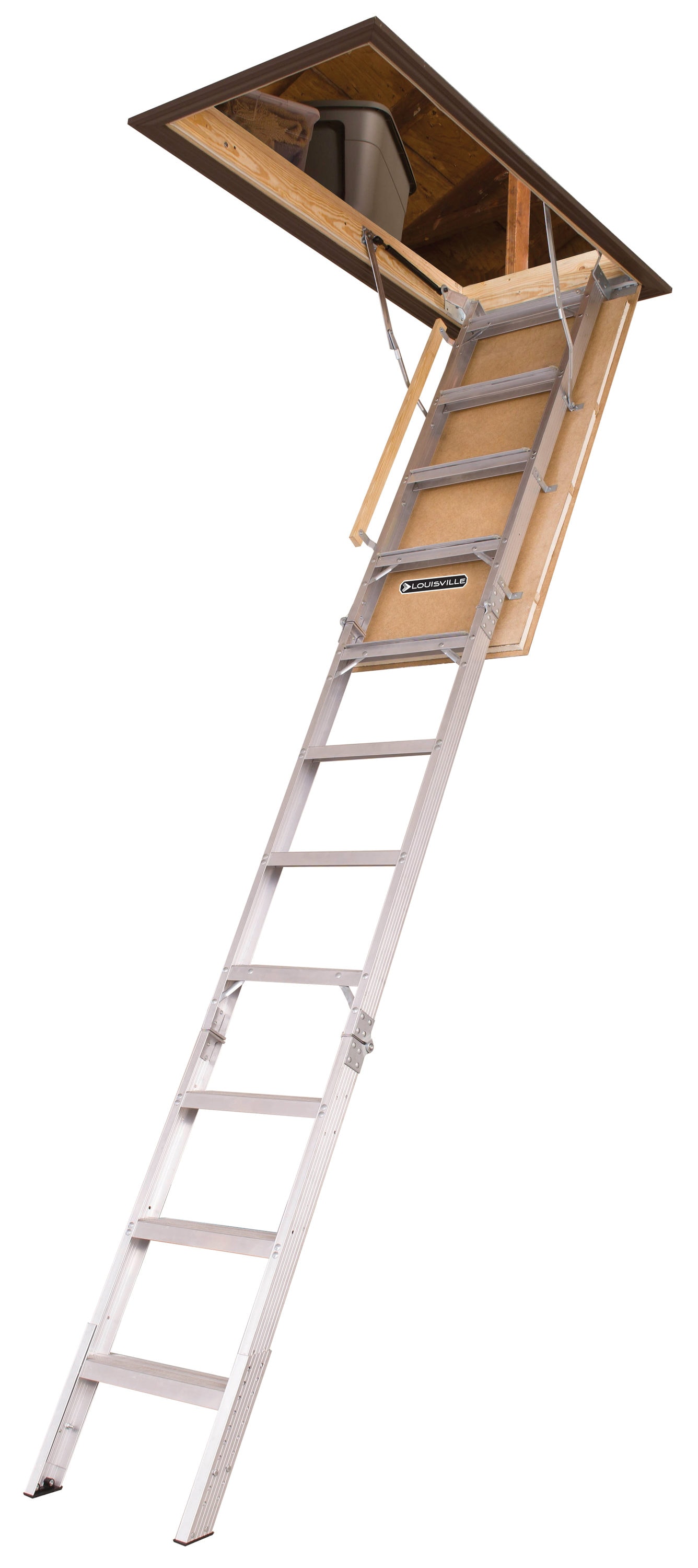 Louisville Ladder 7 ft. 8 in. to 10 ft. 3 in., 22.5 in. x 54 in. Aluminum Attic  Ladder with 375 lbs. Maximum Load Capacity AA2210I - The Home Depot