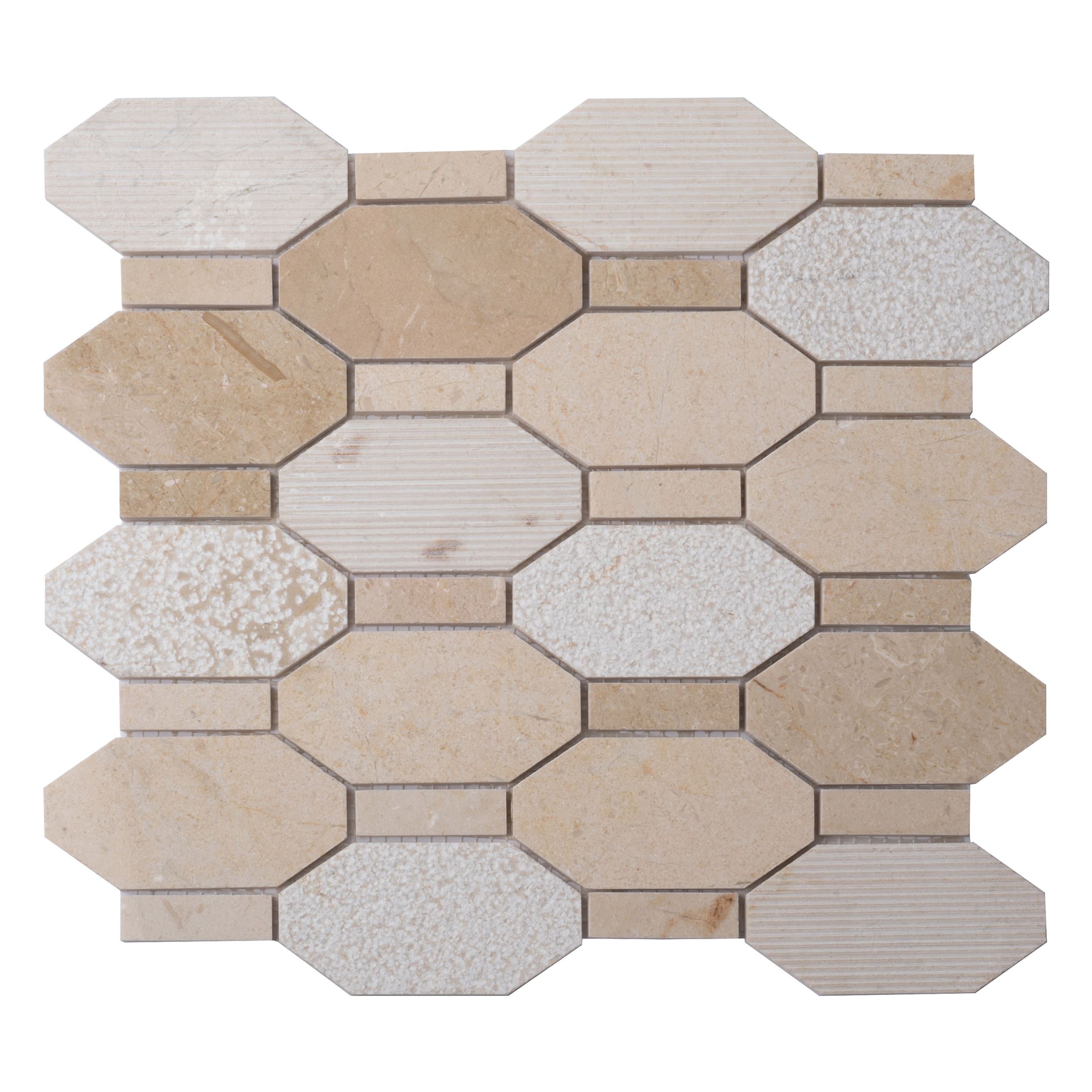 Apollo Tile APLBL8802CMA Sparta Beige 12-in x 12-in Polished Natural stone Marble look Hexagon Mosaic Floor and Wall Tile ( 4.66-sq ft Carton )