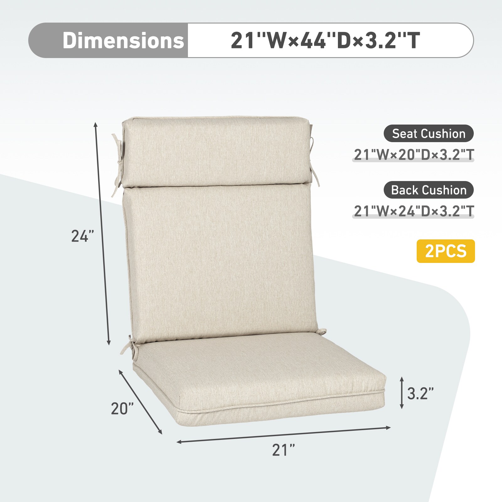 Aoodor A394-PLILI Patio-Furniture-Cushions - View #2