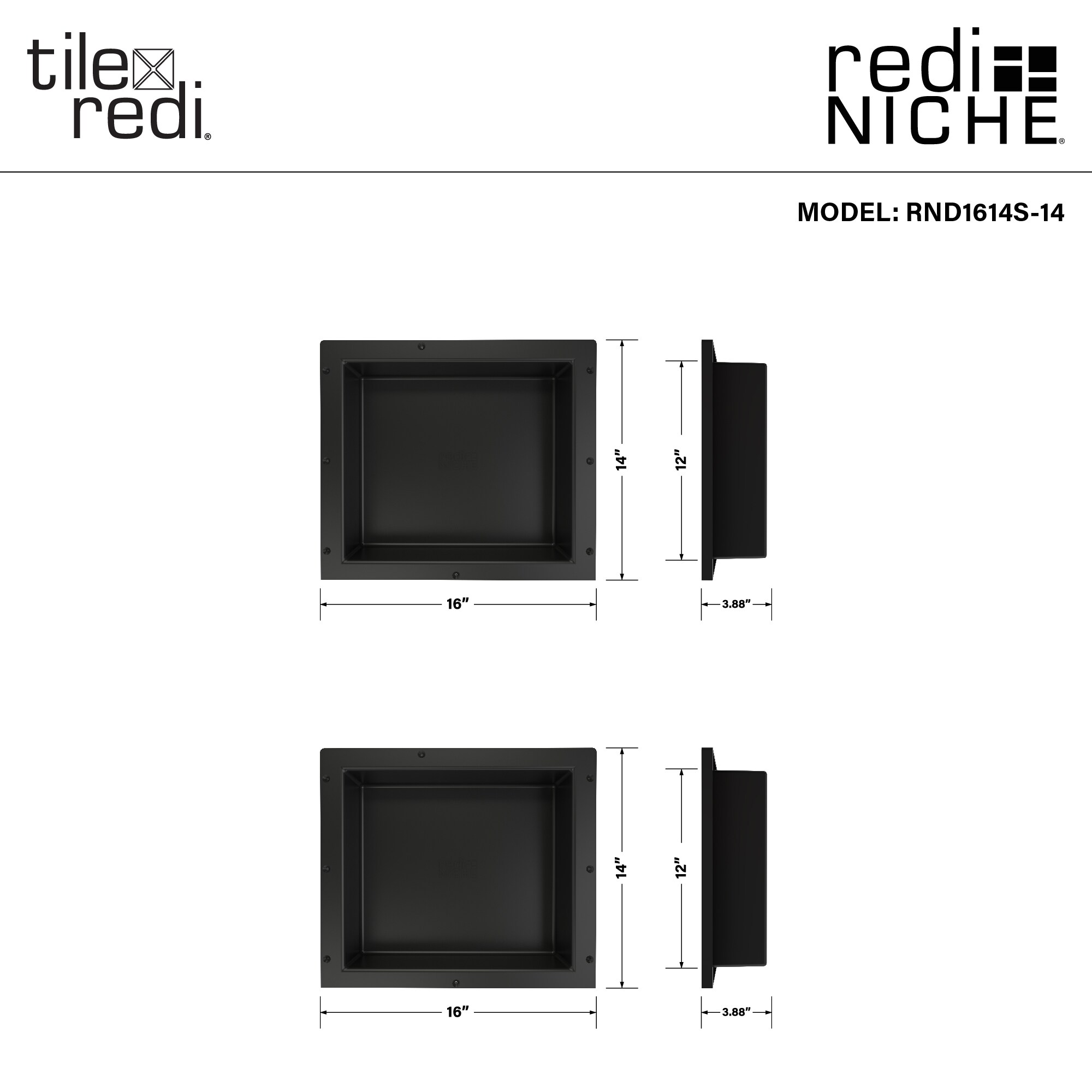 Rectangular shower niche with two compartments 16 x 20 x 4