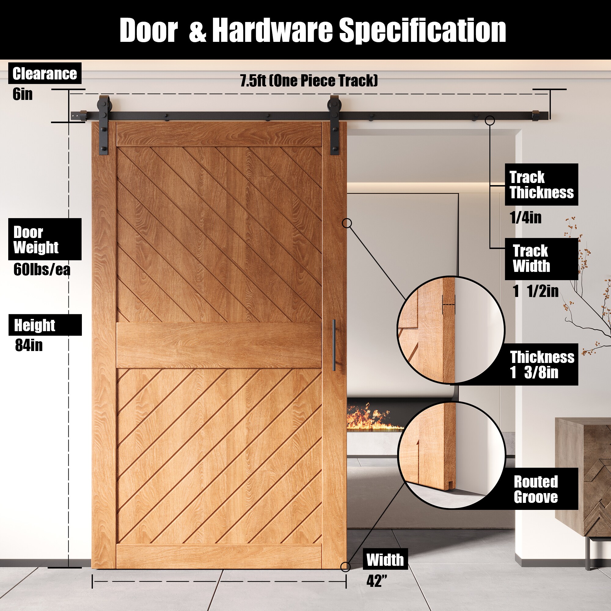 HOMACER YT1H090C-XT4-4284-EA Barn-Doors - View #2