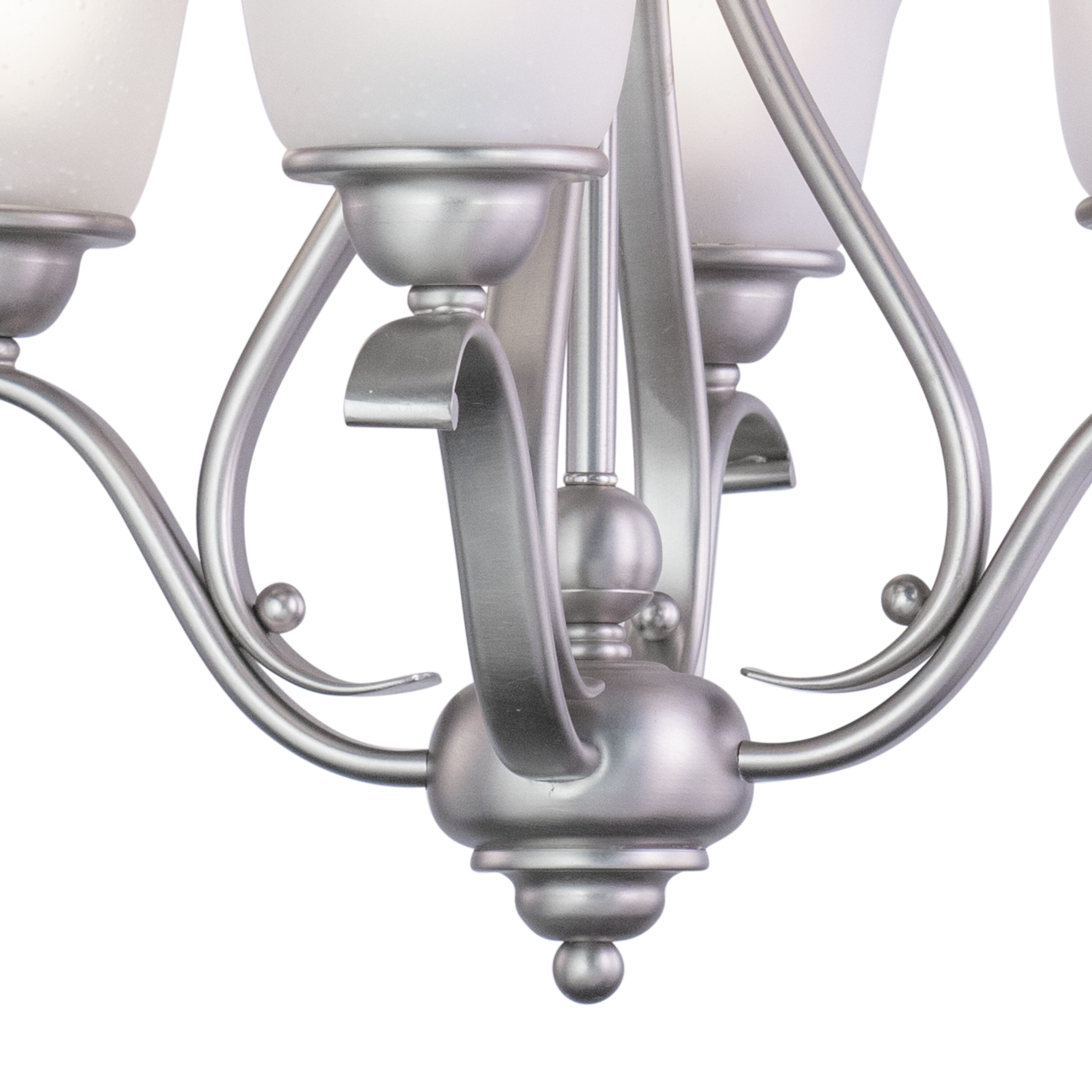 Monrovia Brushed Nickel Mini Chandelier with White Frosted Glass