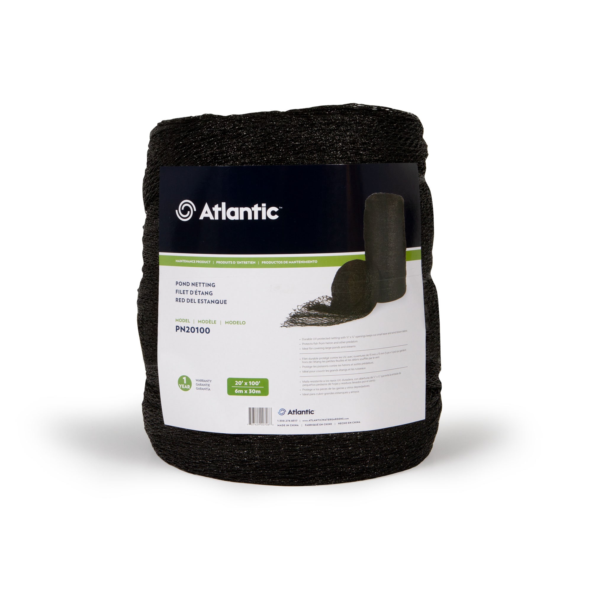 Atlantic 74049 1200-in x 240-in x 0.1-in Black Mesh Pond Net