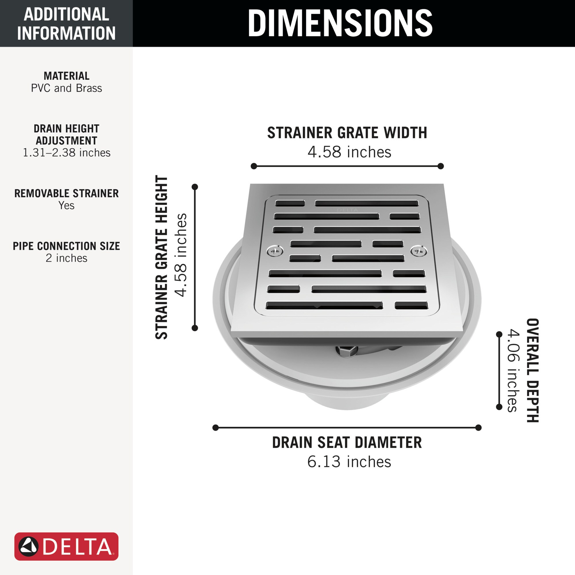 4~ Tile-In Square Shower Drain in Chrome DT062412