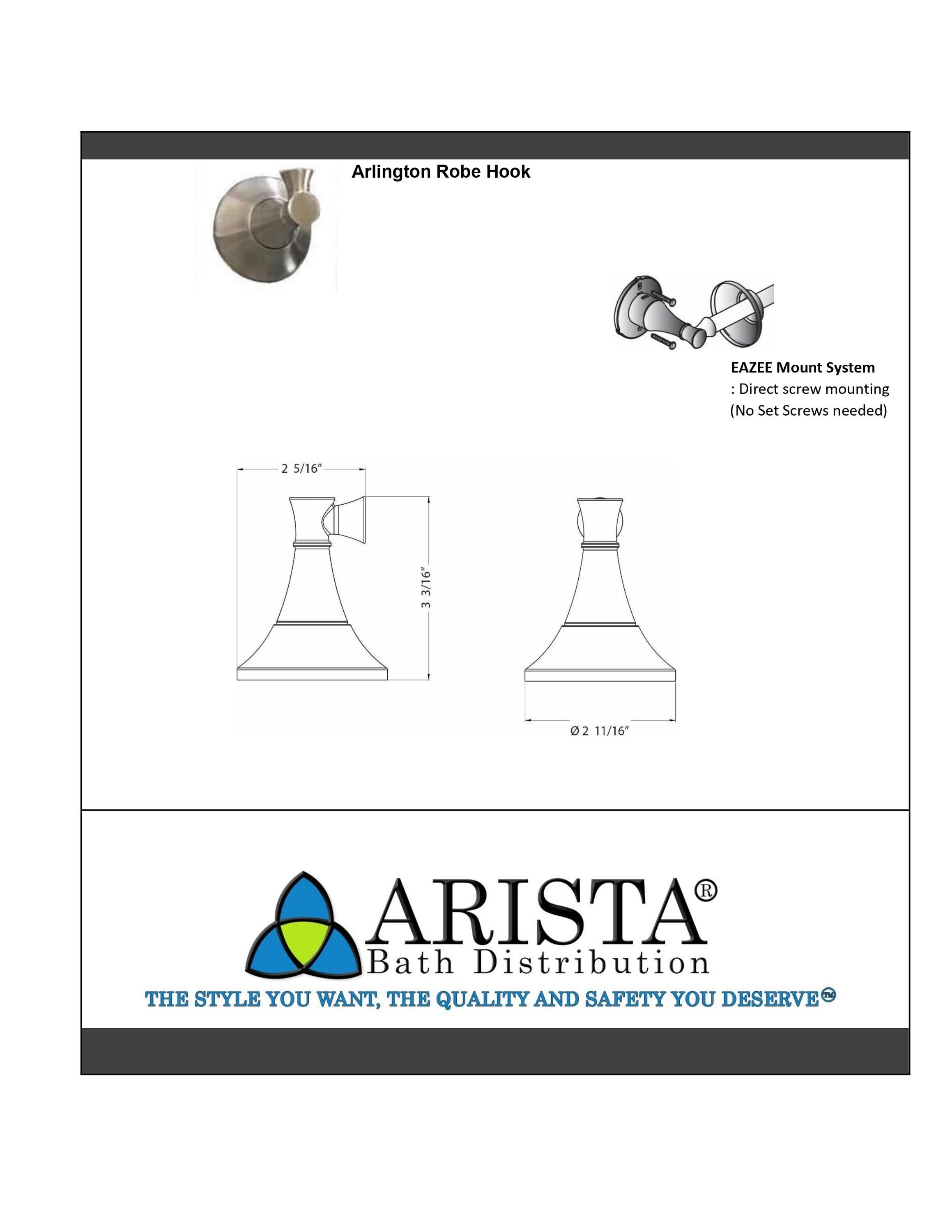 ARISTA BA2702-RHKL-SN Robe-Hooks - View #5