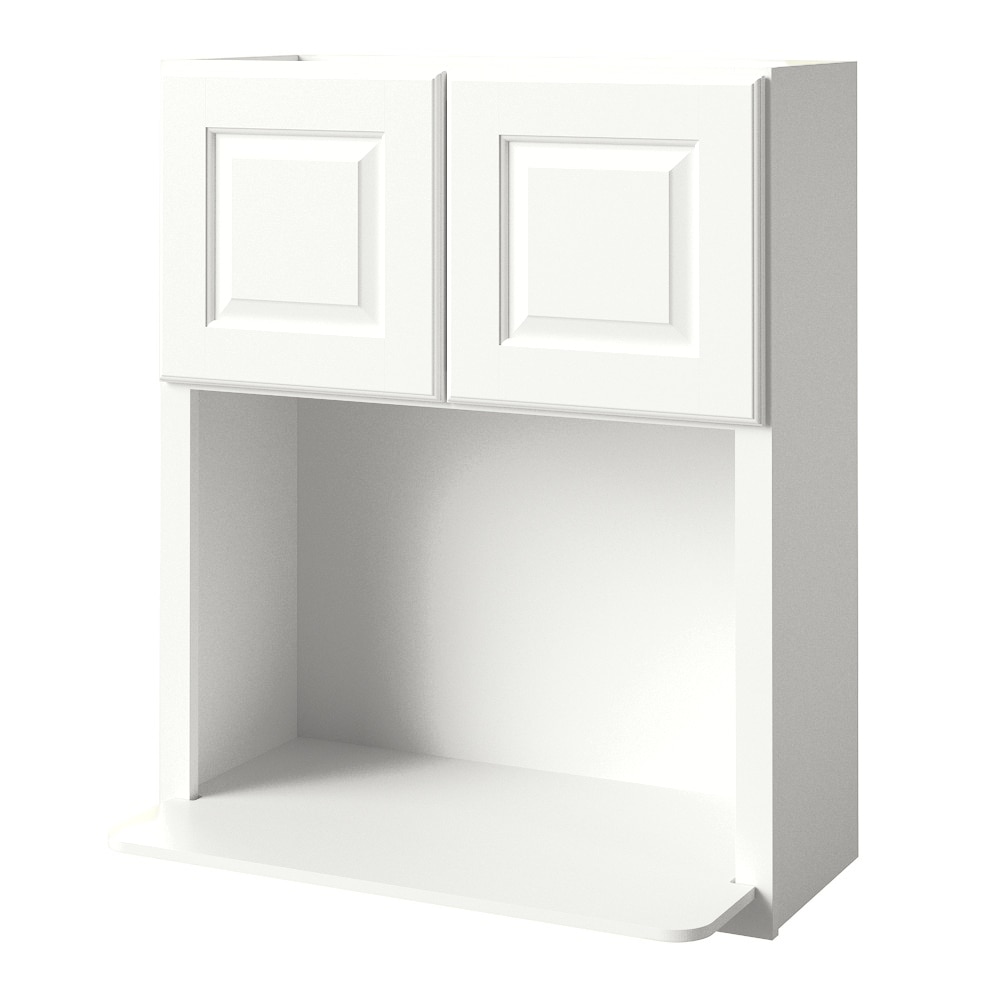 Heathrow 30-in W x 36.125-in H x 12-in D Linen Microwave Wall Fully Assembled Cabinet (Raised Panel Square Style) in White | - allen + roth 64068TS