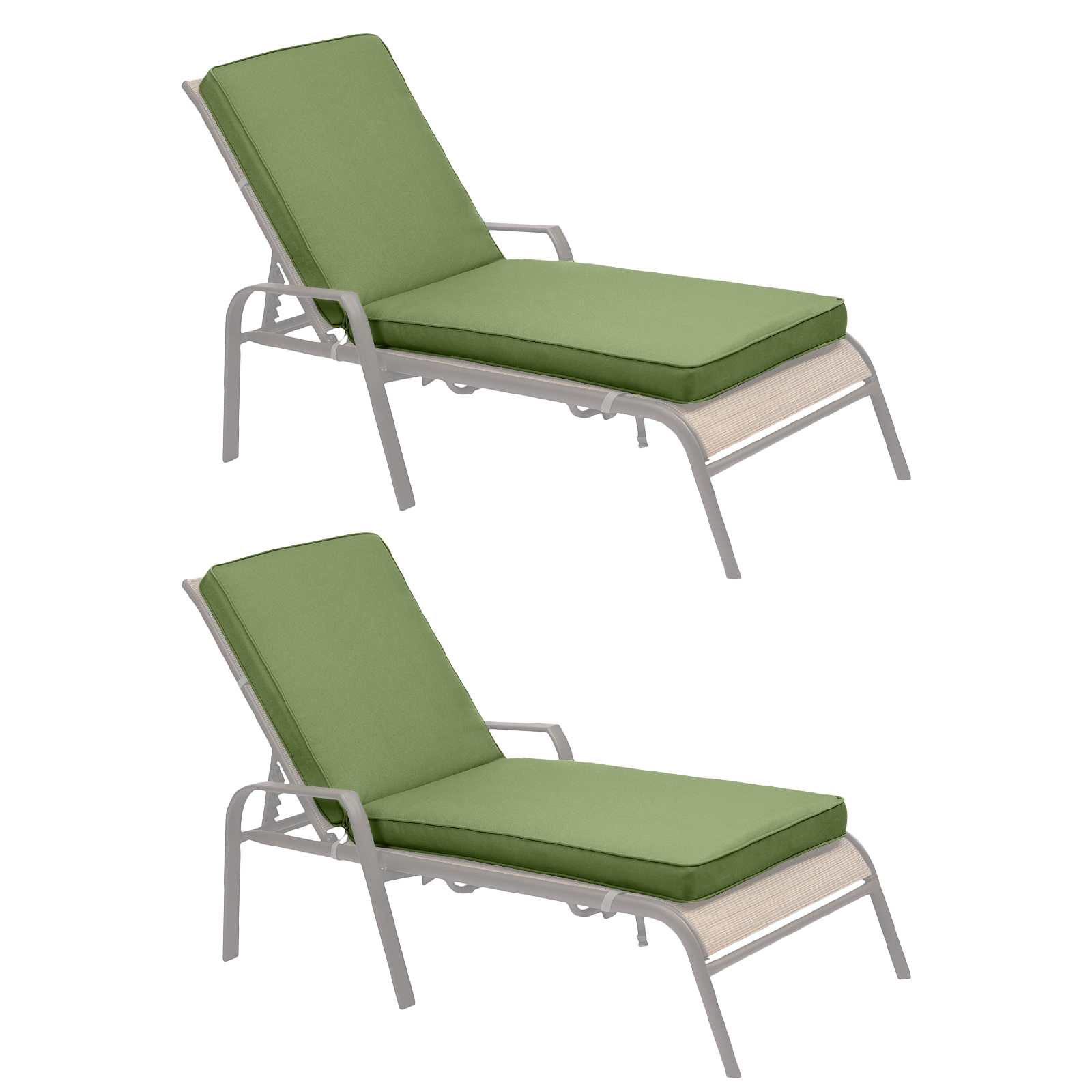 Aoodor A060-PGNGN Patio Chaise Lounge Cushion 21-in x 42.5-in 2 -Piece Green Patio chaise lounge chair cushion
