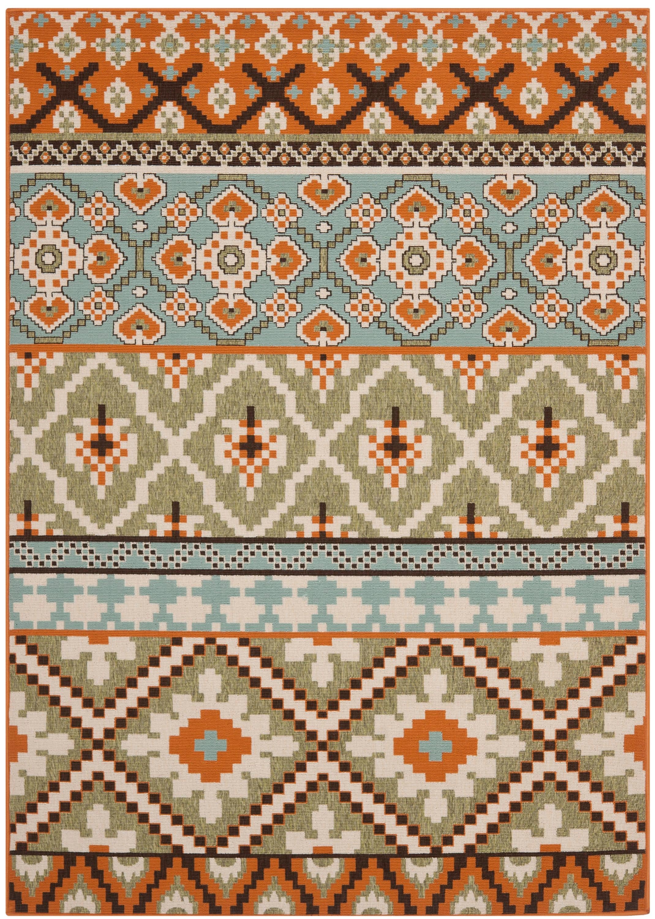 Safavieh VER097-0745-5 Veranda Srbislava 5 x 8 (ft) Loomed Synthetic Green/Terracotta Rectangular Indoor/Outdoor Abstract Coastal Area rug