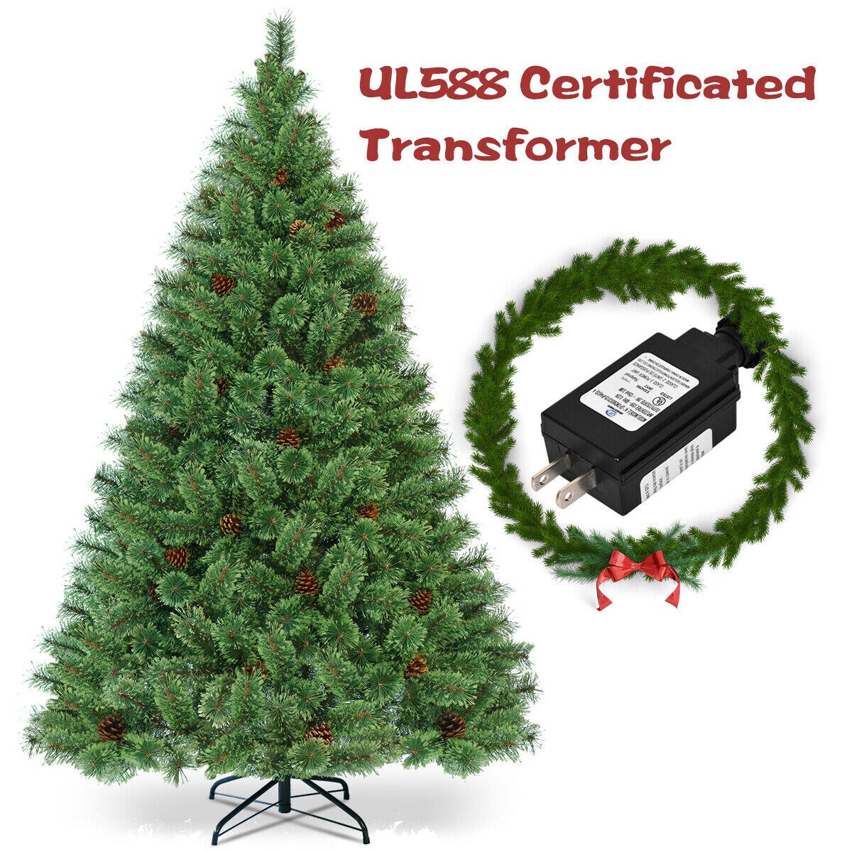 6ft Green Pine Pre-Lit Christmas Tree with Warm White LED Lights