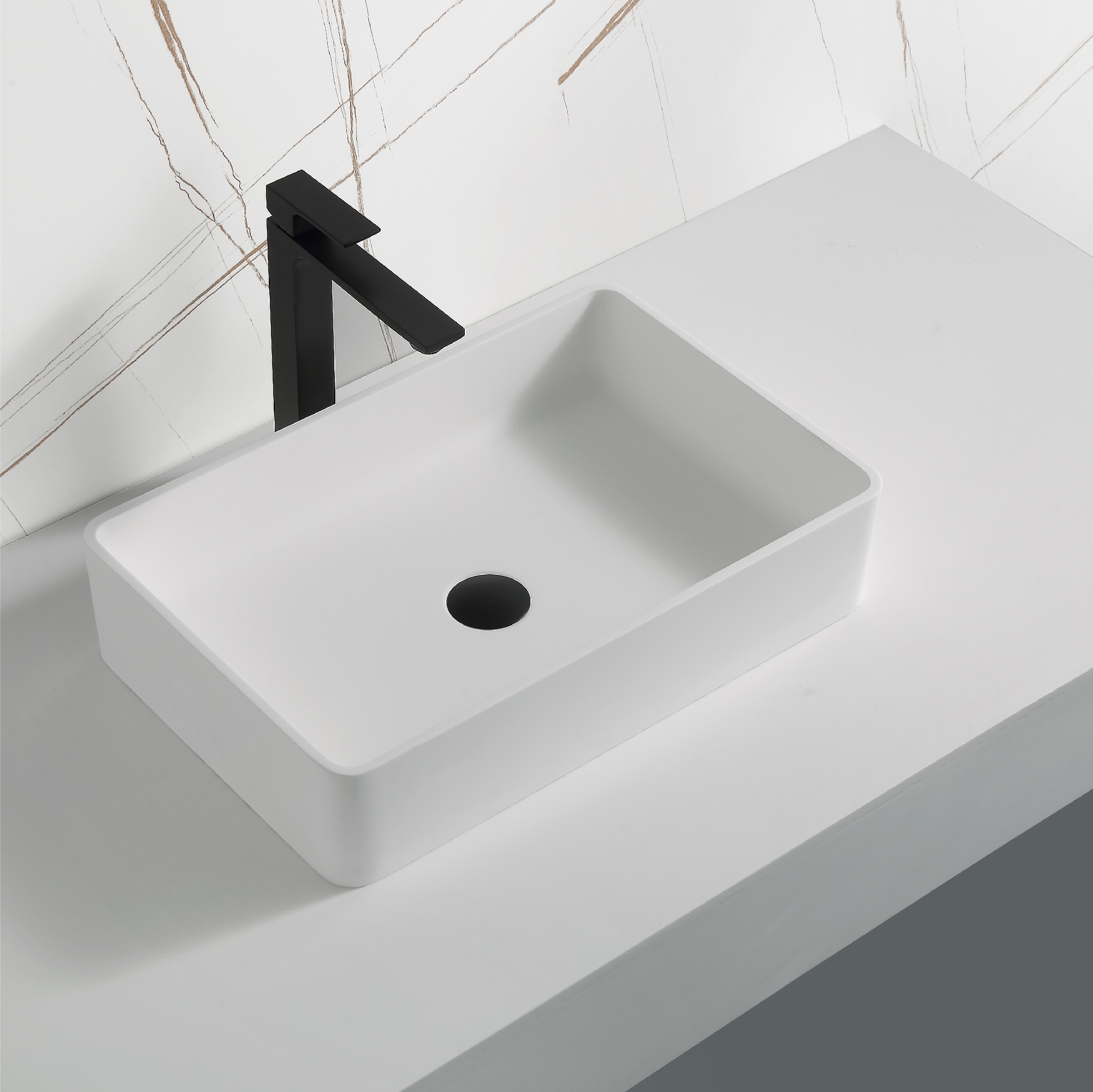 Karran Quattro White Acrylic Vessel Rectangular Modern Bathroom Sink ...