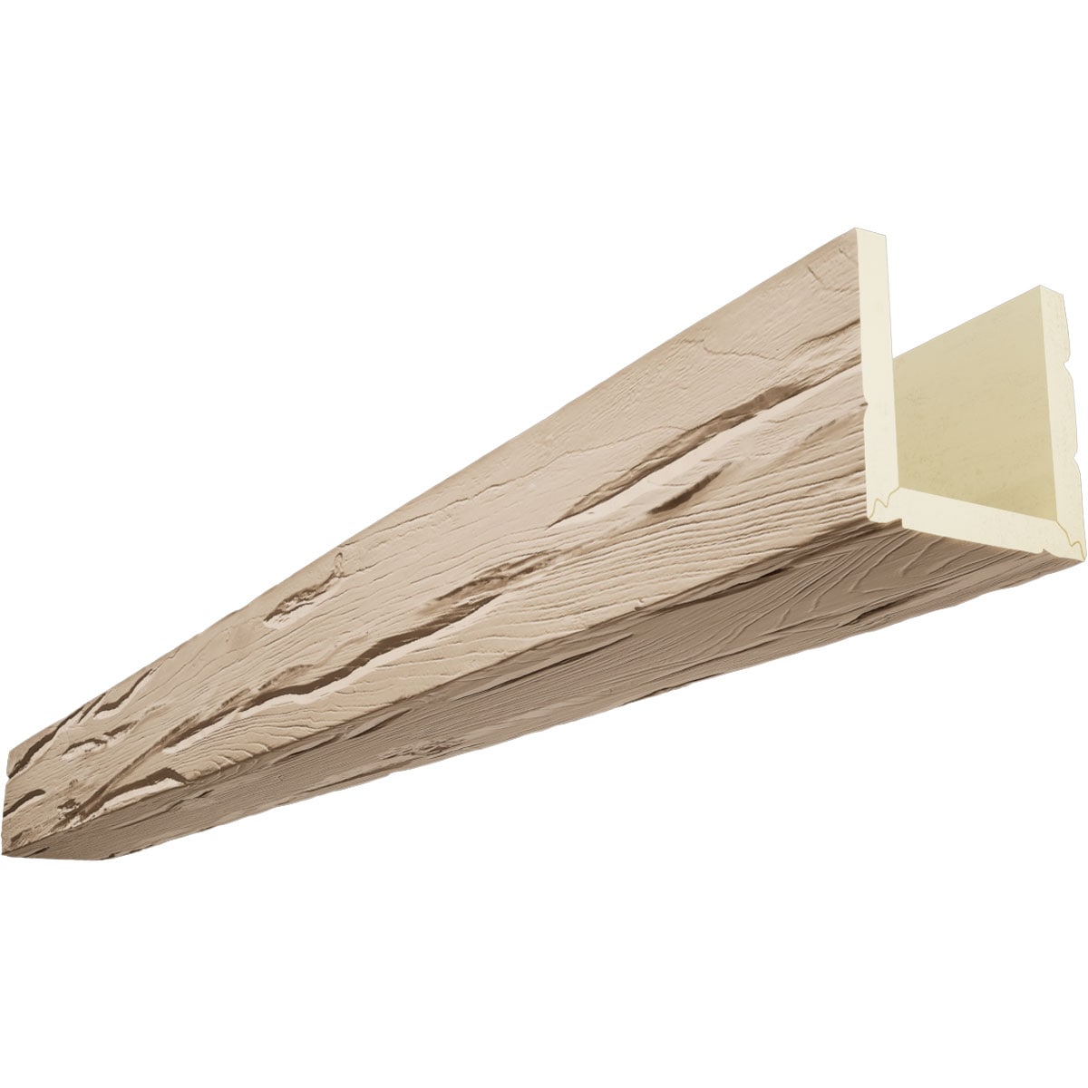 Ekena Millwork BMRW3C0040X060X120UN 1-in x 4-in x 10-ft Factory Prepped Unfinished Urethane U-Shaped Decorative Beam