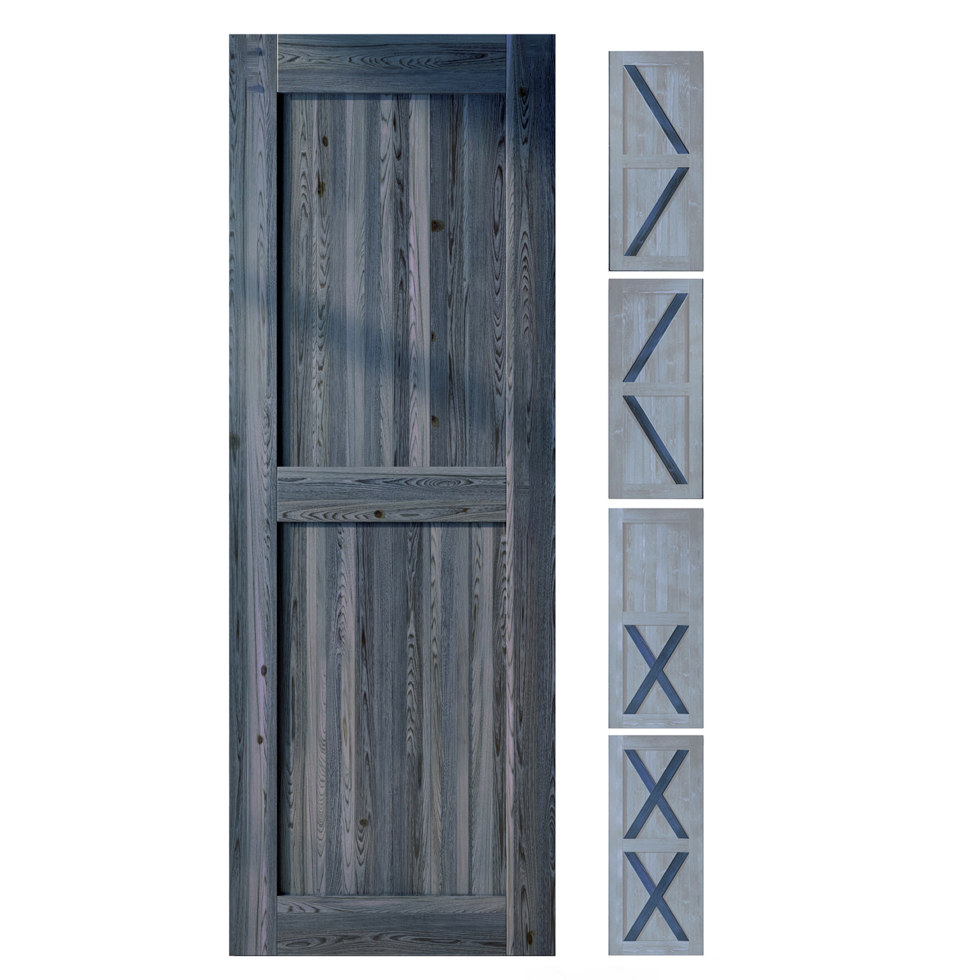 HOMACER 3880F-NAVY 38-in x 80-in Navy Pine Wood Solid core Single Barn Door (Hardware Not Included)