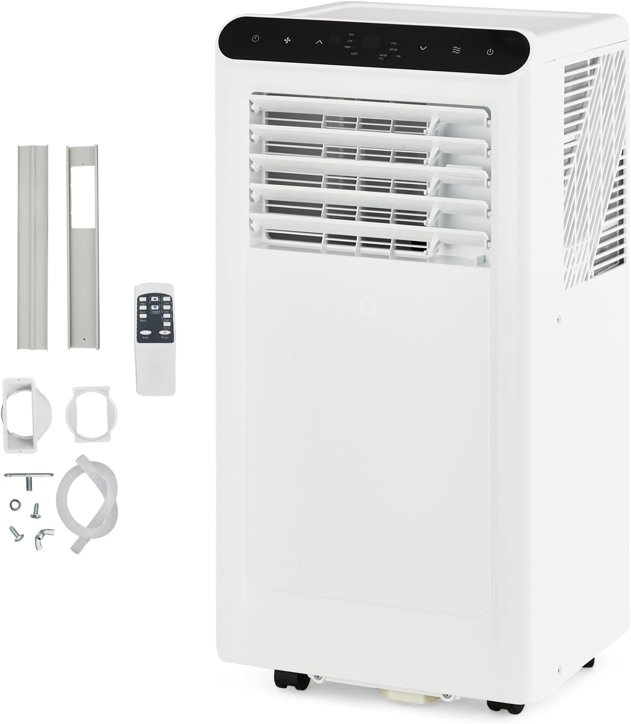 Qeetex LHF-DYQ-PHK-337DHYKY Portable Air Conditioner  8000 BTU for Rooms Up to 350 Sq/Ft  4 Modes with Remote Control Quiet AC  Dehumidifier  Fan Includes Window Installation Kit  24-Hour Timer Sleep Mode White