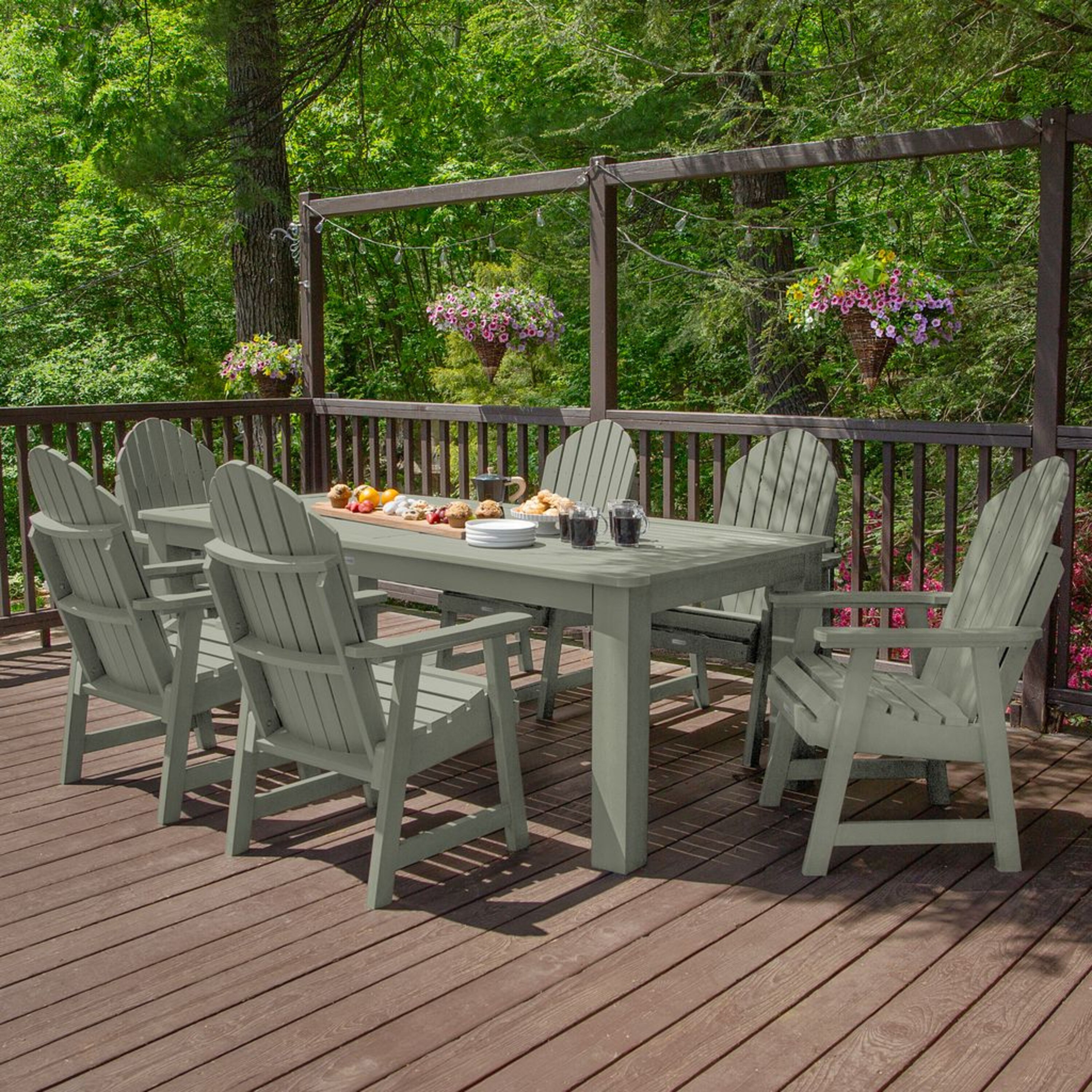 highwood AD-ST7HM1CO5AA-EUC Hamilton 7 -Piece Eucalyptus Patio Dining Set Plastic Rectangle Table with 6 Stationary Chairs