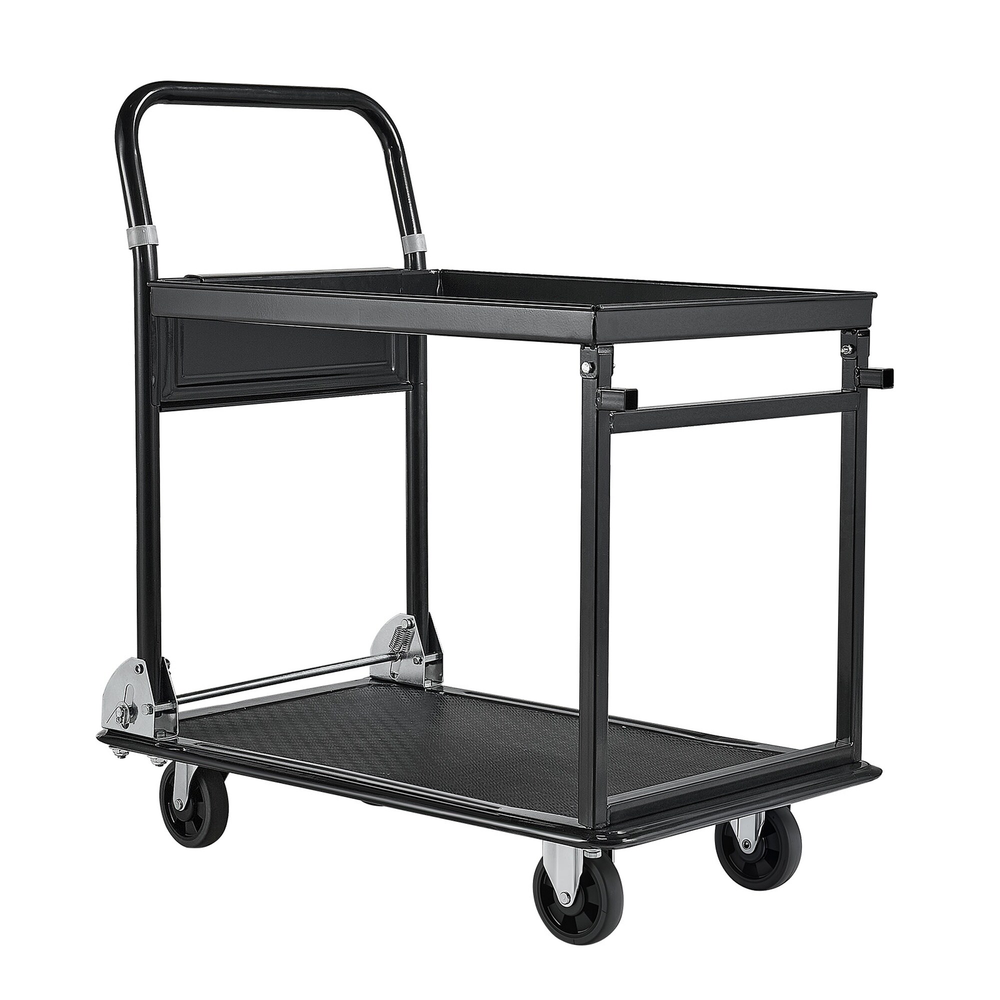 Vorene 28.7x18.5x32.3-in Foldable Push Cart Dolly 700 lbs 2 Tier Heavy Duty Steel
