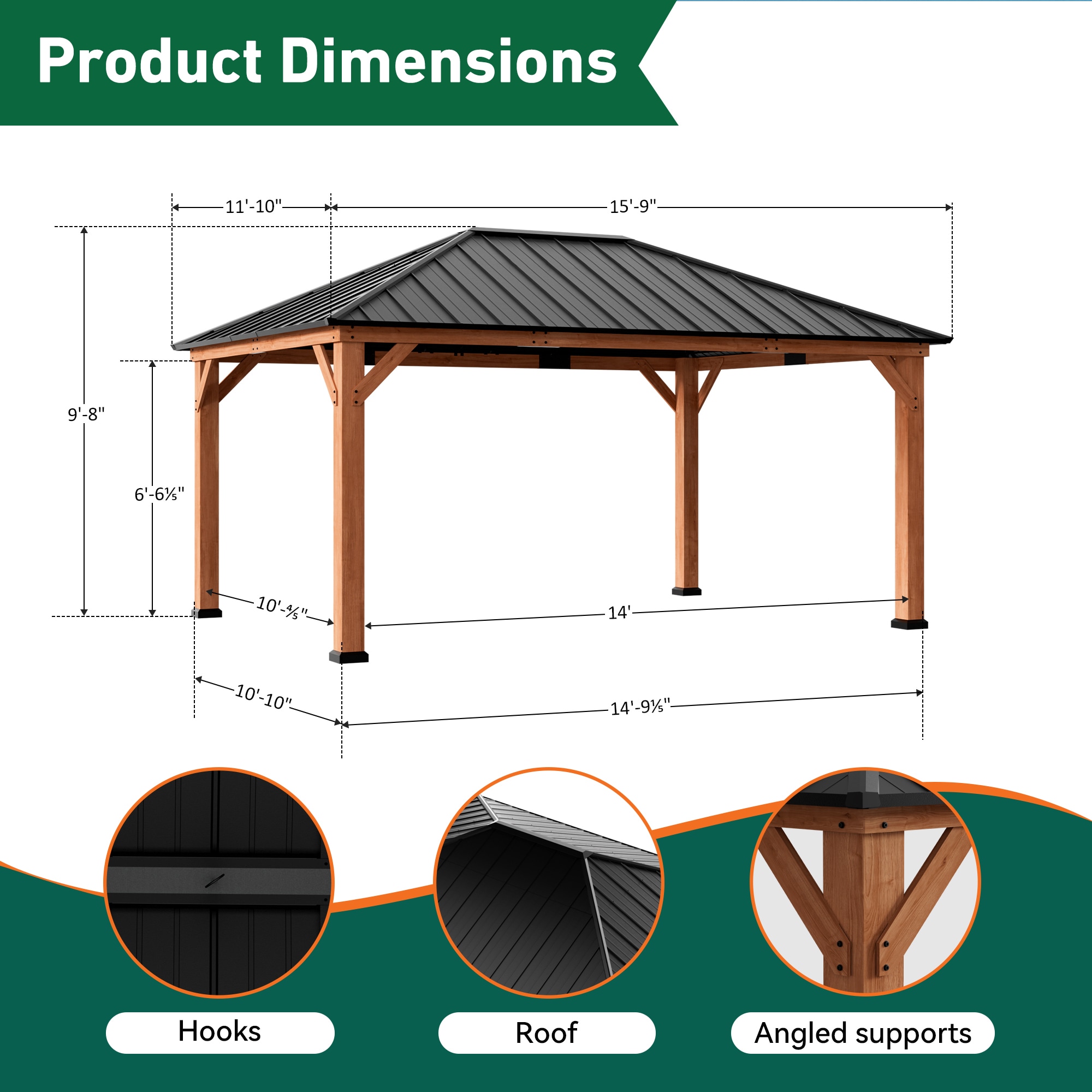 ELEVATE OUTDOORS IG10600047-1216 Wood-Resin-Gazebos - View #3