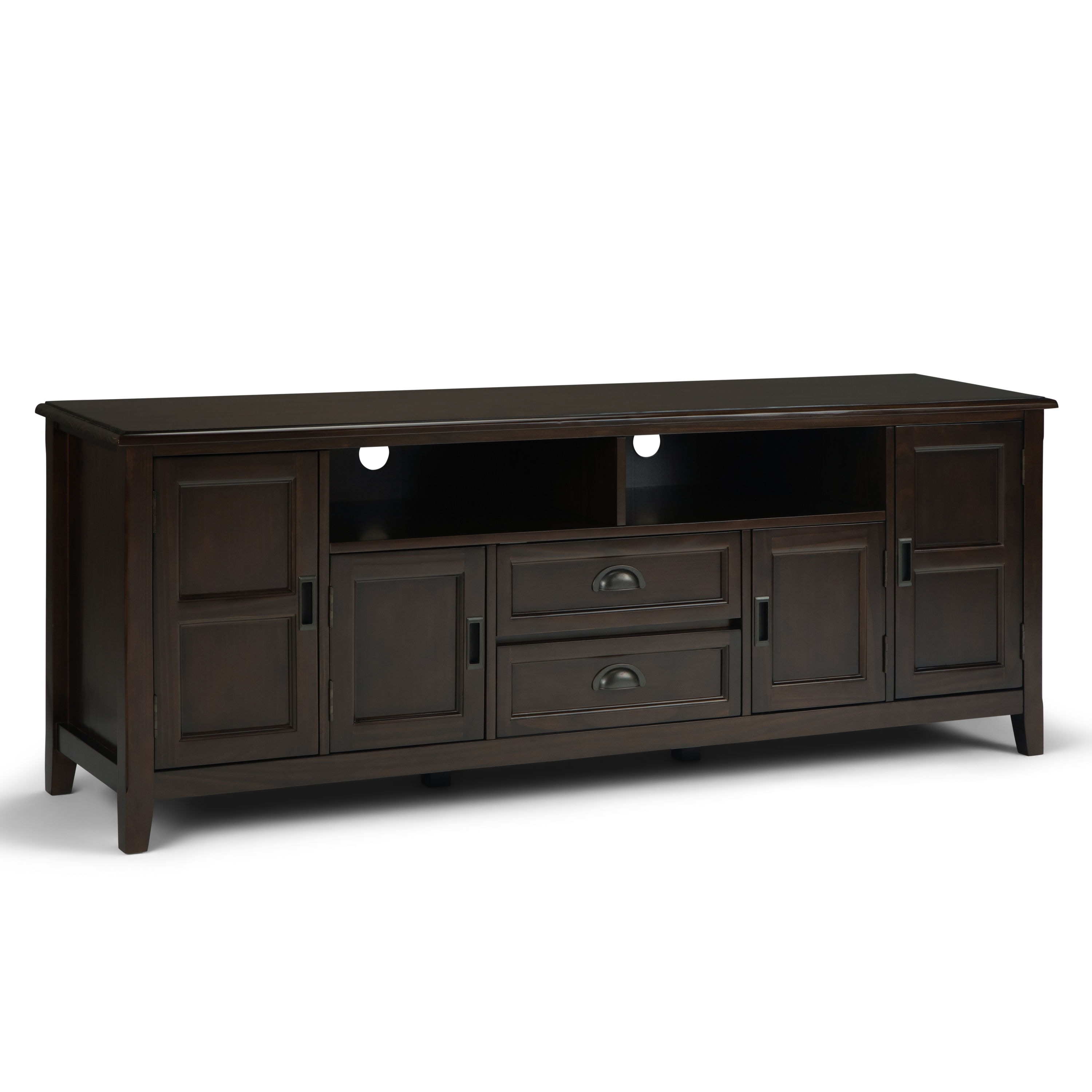 Simpli Home AXCRBUR72-MAH Burlington Transitional Mahogany Brown TV stand ( Accommodates TVs up to 80-in )