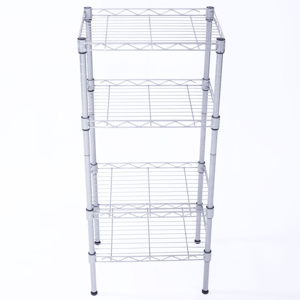 Winado LO113027578 Steel 4 -Tier Utility shelving unit ( 13.77-in W x 9.84-in D x 31.5-in H ) ( Chrome , ( 150-lb lbs. Capacity Per Shelf )
