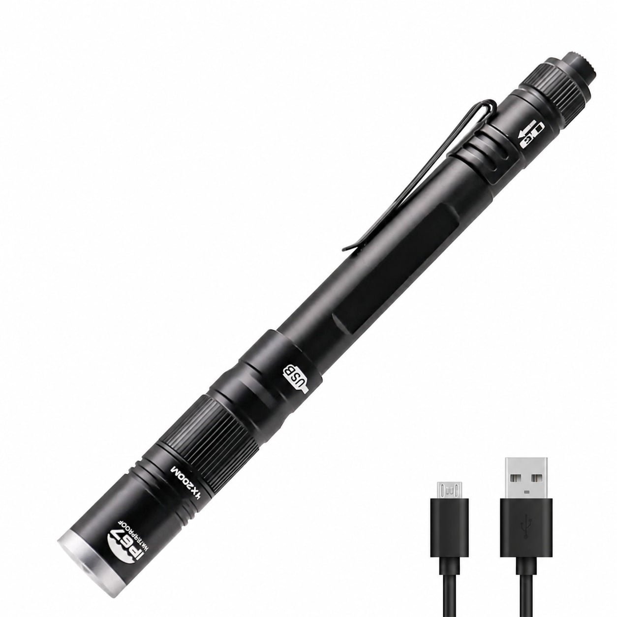 AOIZGMY  1 Piece 6.5 Inch LED Pen Light 300 Lumens Waterproof IP67 with Pocket Clip 4X Zoom 3 Modes Lightweight Small Flashlight for Work Camping