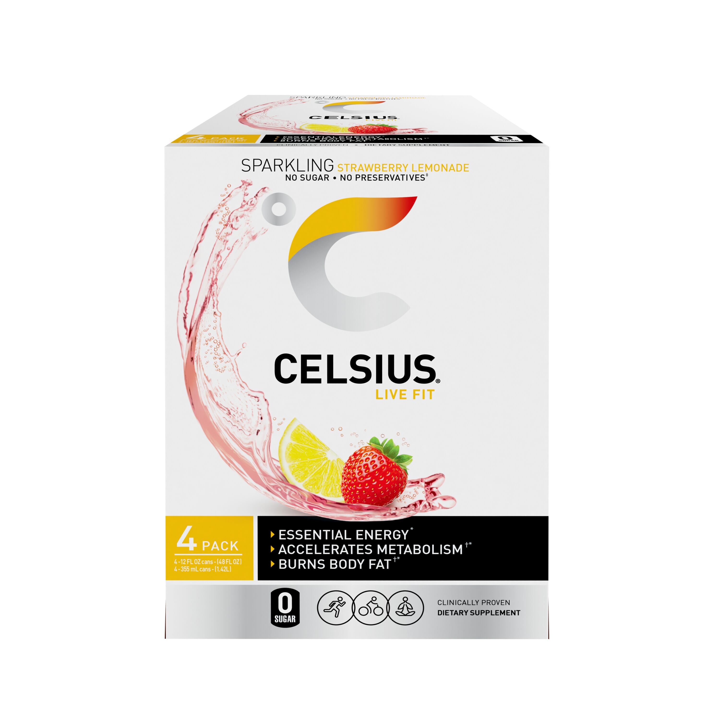 Celsius 889392010596 48 -Pack 48 Fluid ounce(s) Strawberry Lemonade Energy drink
