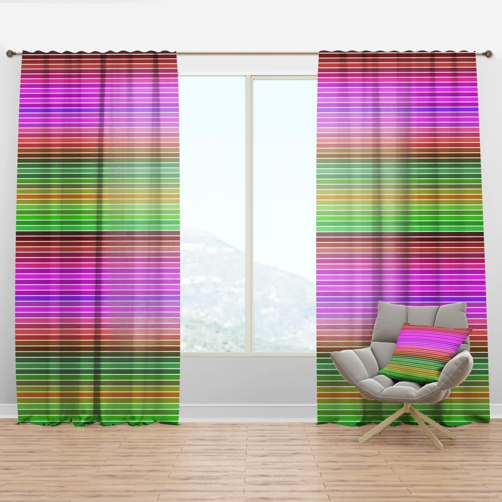 Designart CTN24009-52-108 108-Inches Pink Geometric Room darkening Thermal lined Rod pocket Single curtain panel