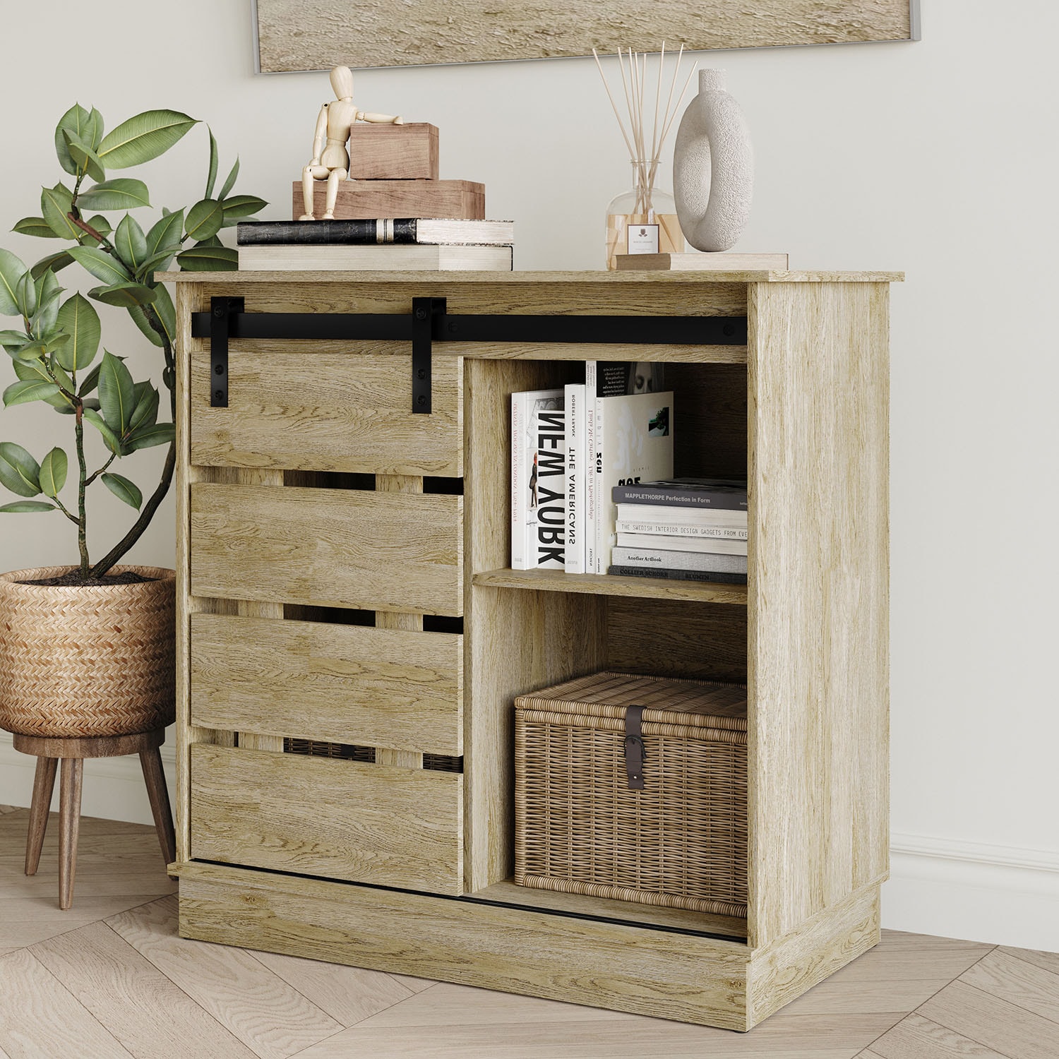 CasePiece C4003SB-LOK Rustic Light Oak Sideboard
