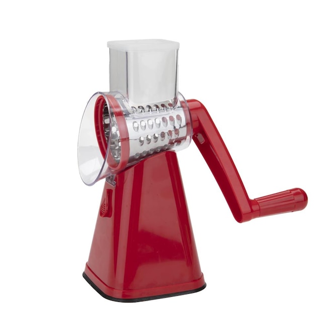 Mind Reader MindReader Rotary Drum Cheese Grater, Red, Knuckle Up, Hand-Powered, Swift Slicing