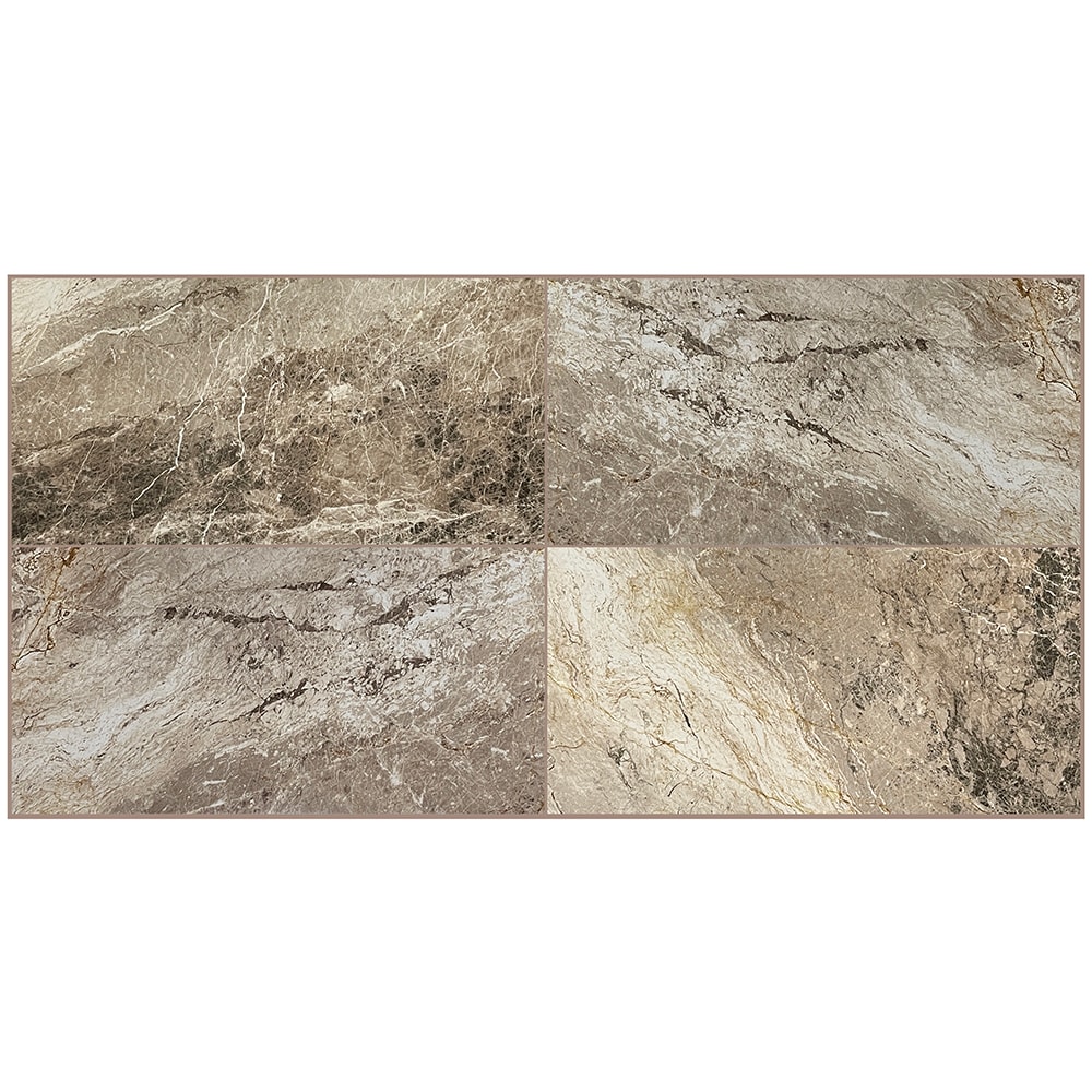 Breccia 12-in x 24-in Polished Porcelain Stone Look Floor and Wall Tile (1.93-sq. ft/ Piece) | - allen + roth 5092100
