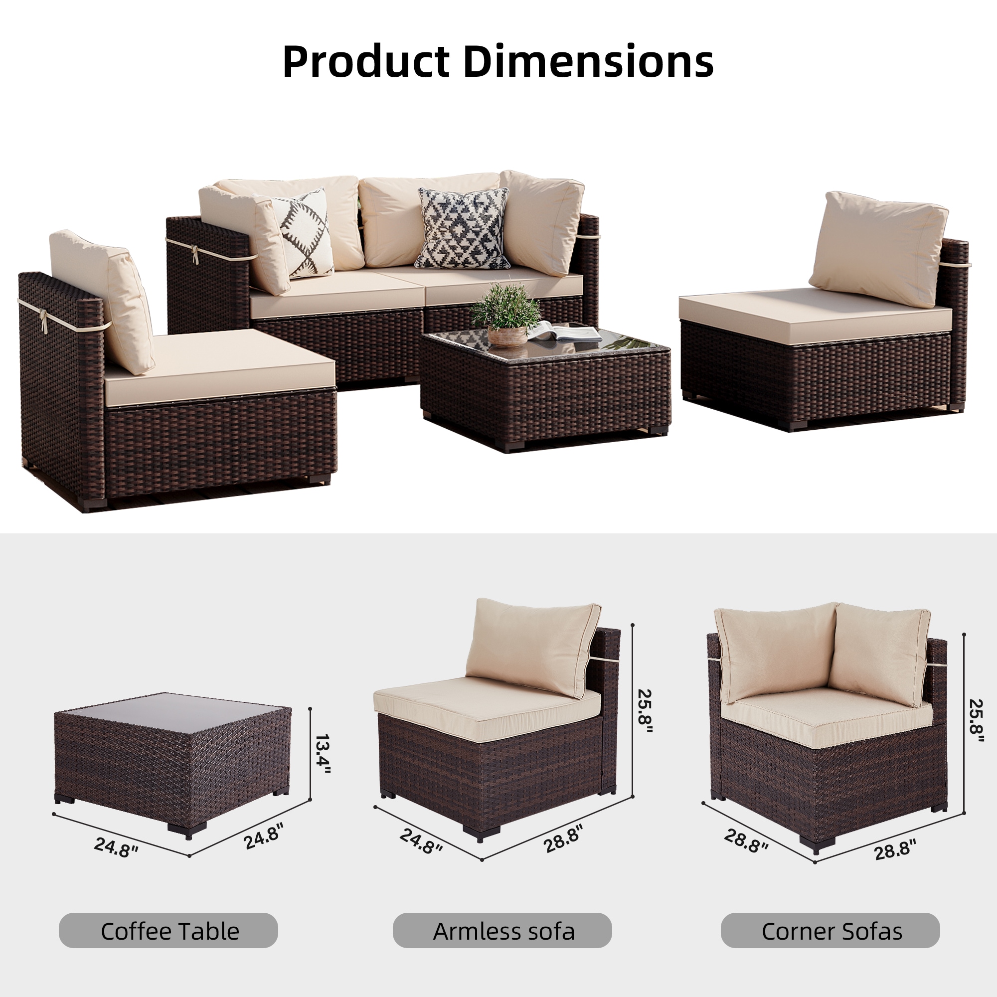 Patio Watcher RT-OD6-B-BEIGE Patio-Conversation-Sets - View #4