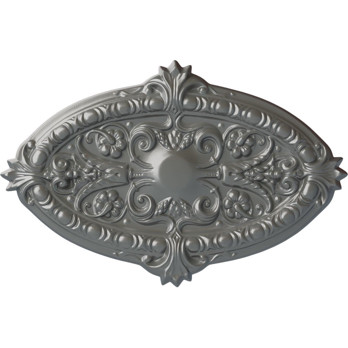 Ekena Millwork CM26MRSLS Marcella 17.25-in W x 26.75-in L Painted Silver Polyurethane Whole Ceiling Medallion