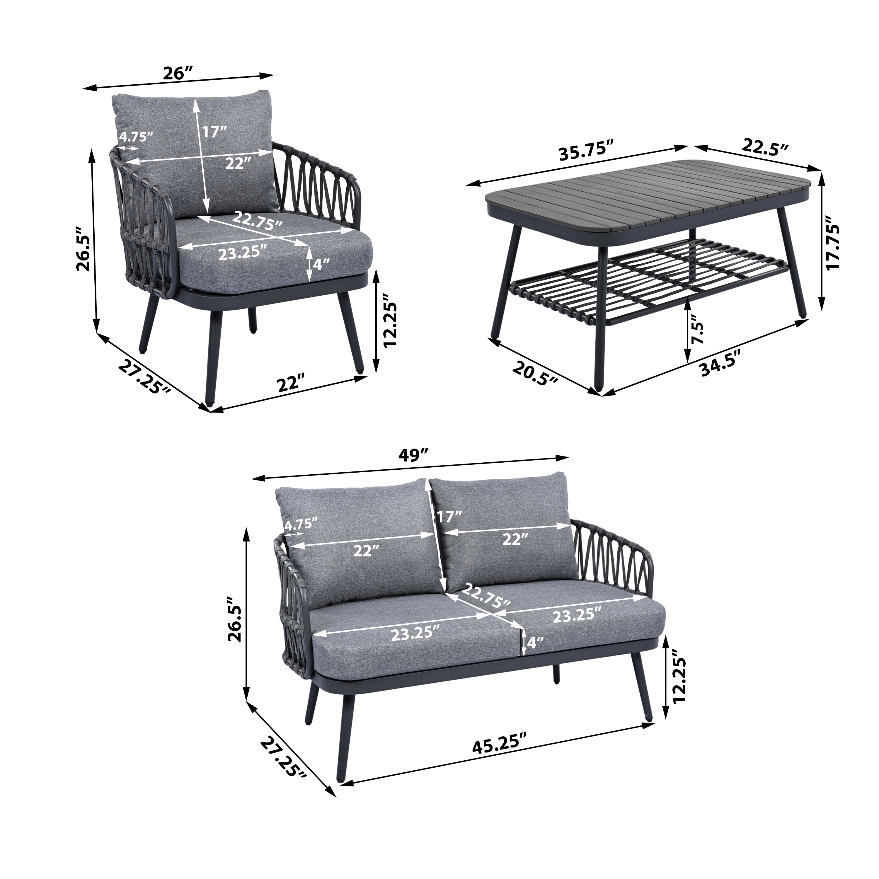 GZMR GZ-458G-26Q148 Patio-Conversation-Sets - View #6