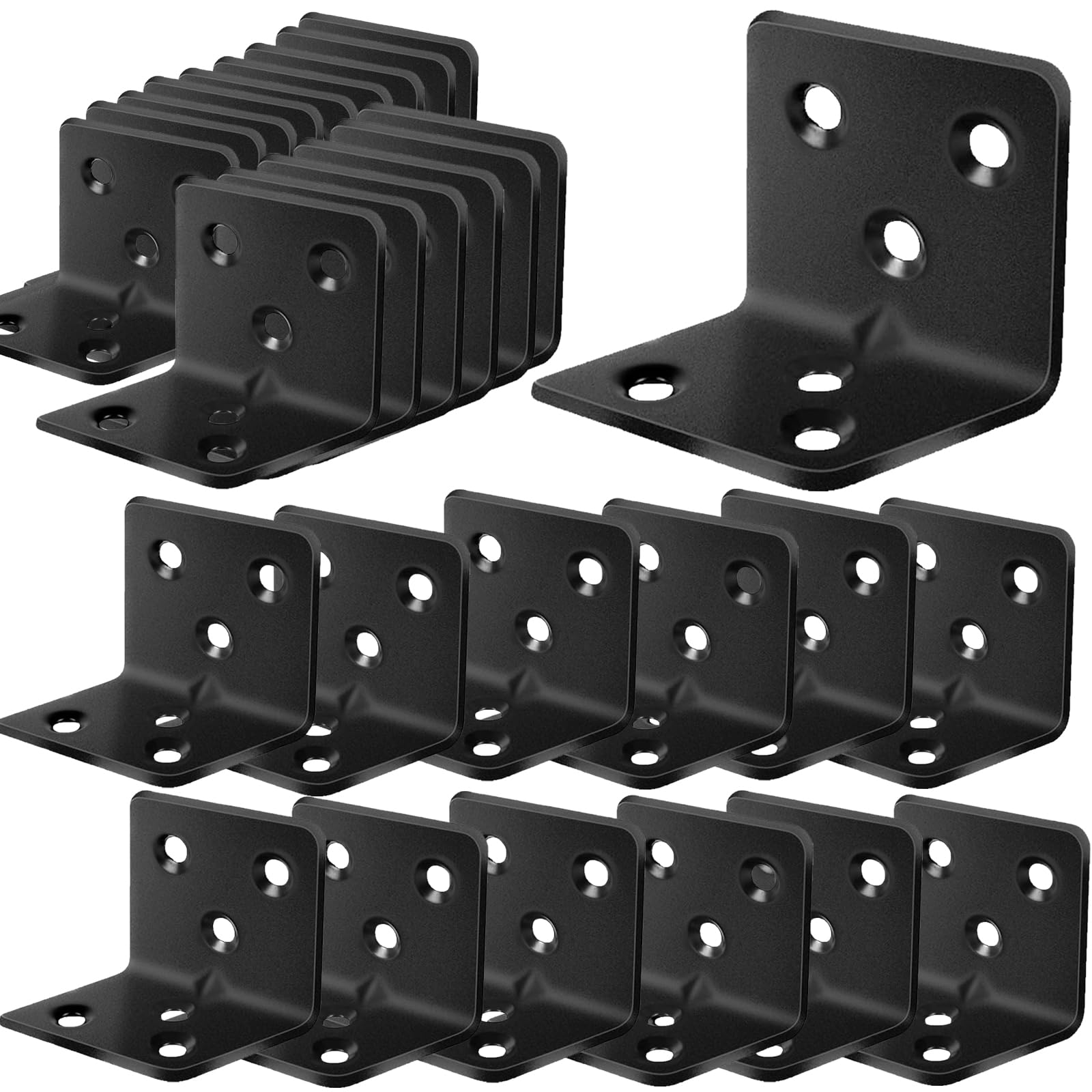 Afoxsos  80Pcs Stainless Steel Black Angle Brackets 1 2 x 1 2 x 1 5 Corner Braces for Wood Furniture 90 Degree L Bracket Metal Joint Right Angle