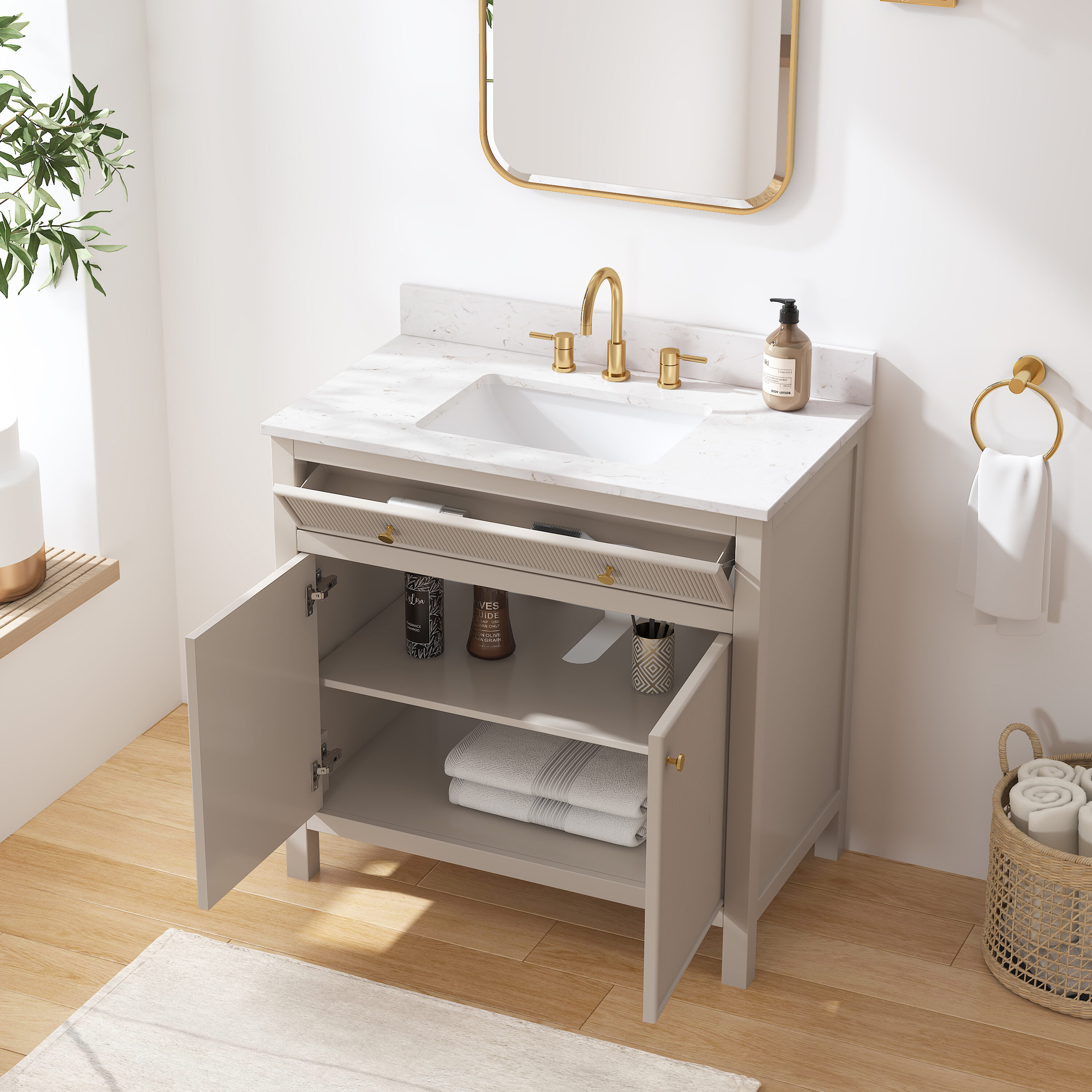 allen + roth L23011-VS36-GE Bath-Vanity-Combo - View #3