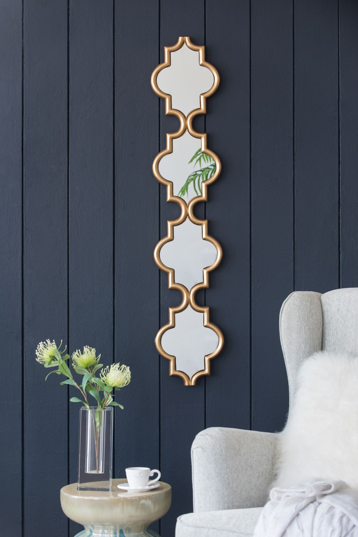 Blisstyle 9.5-in W x 47.2-in H Irregular Gold Framed Wall Mirror