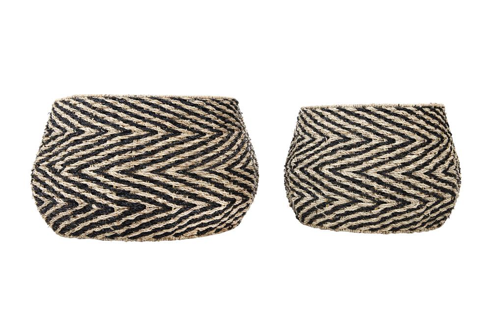 Creative Co-Op AH0948 2-Pack 24.5-in W x 14.25-in H x 24.5-in D Black Sea Grass Basket