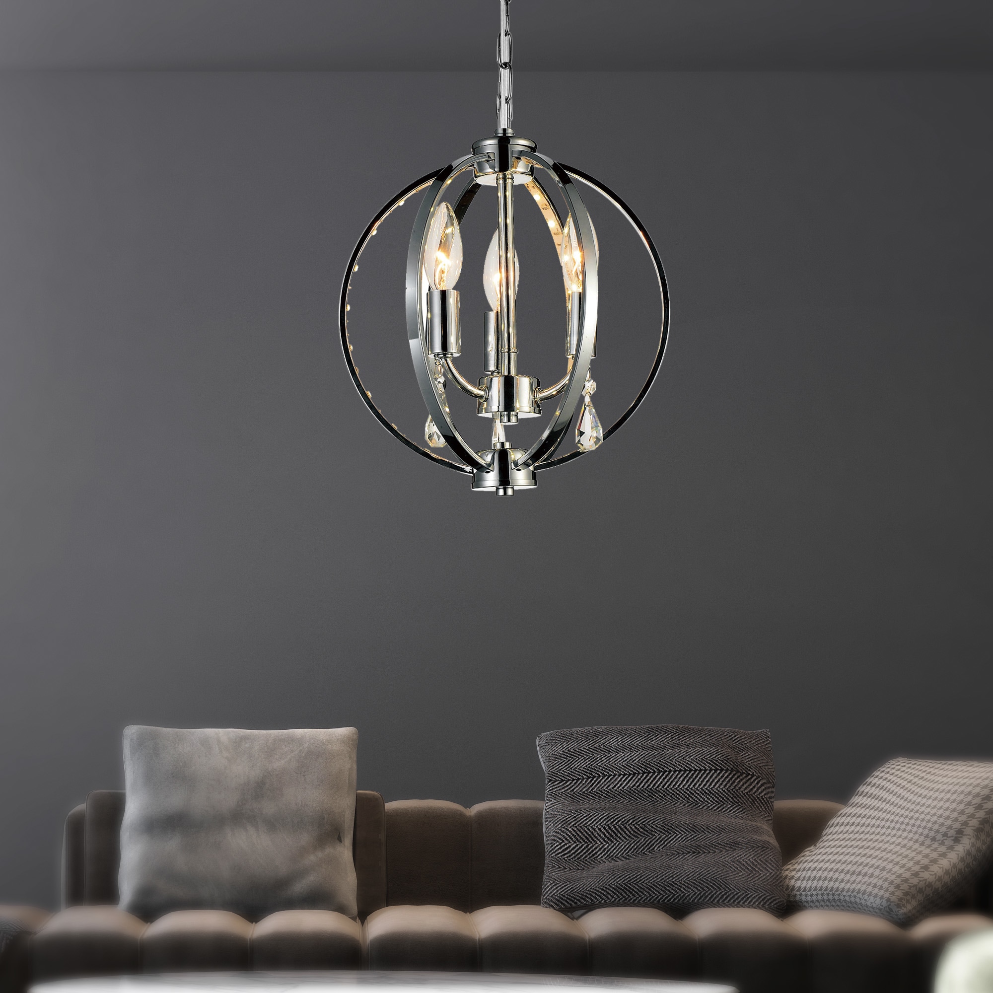 CWI Lighting 5025P10C-3 Abia 3 -Light Chrome Modern/contemporary Geometric Medium Hanging Pendant light