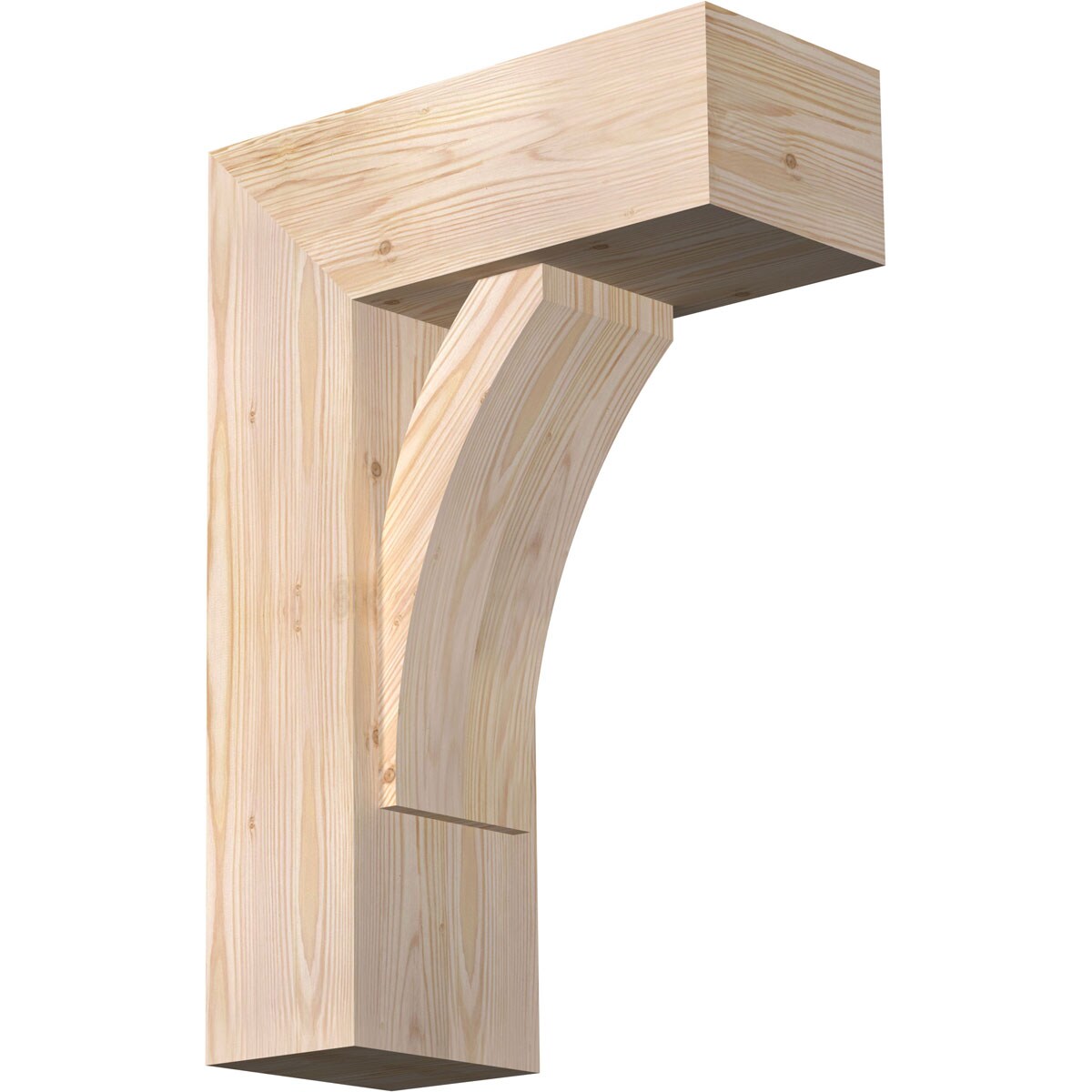 Ekena Millwork 1464165 Thorton Block Smooth Bracket with Offset Brace Douglas Fir Wood Standard Bracket