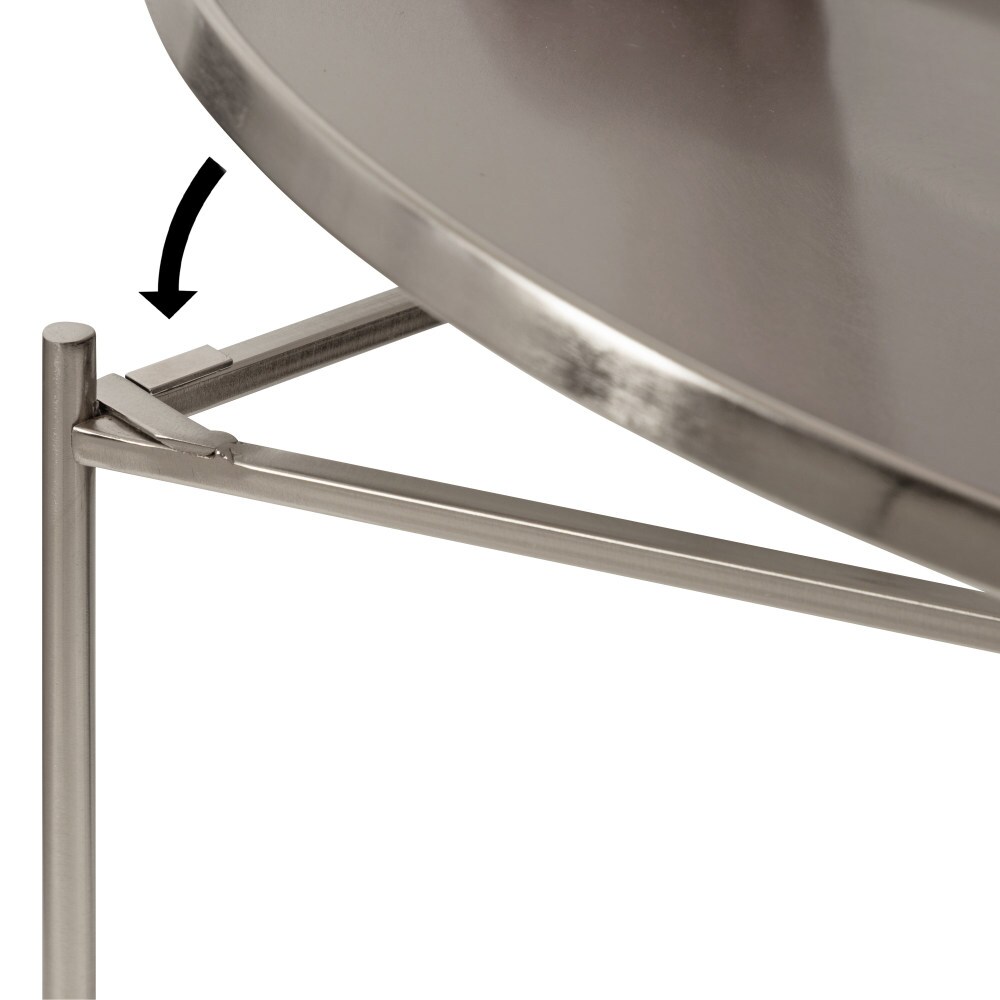 Ulani Satin Silver Nesting Metal Side Tables, Set of 2