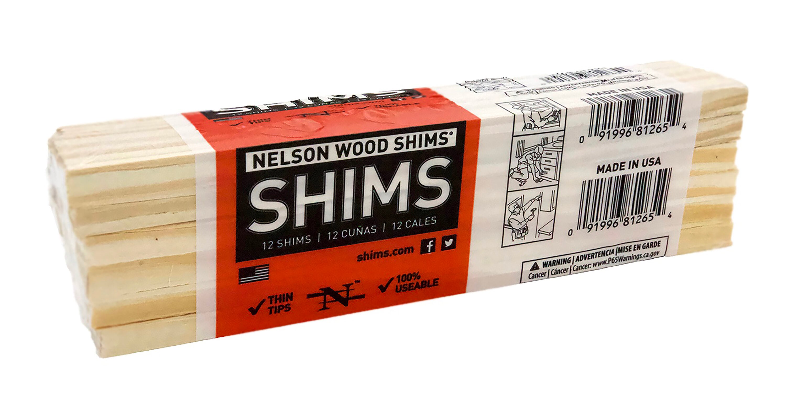  Nelson Wood Pine Shims 8 12 Pack - Kiln Dried Wood