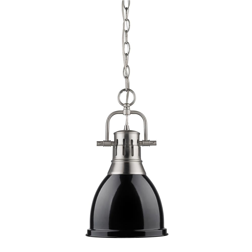 Golden Lighting 3602-S PW-BK Duncan Pewter Transitional Dome Medium Hanging Pendant light