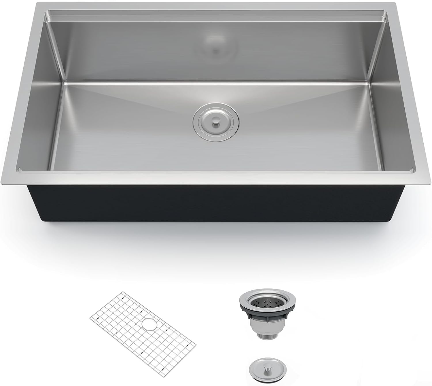 GarveeLife Kitchen Sink 33x19x10 inch Workstation Single Bowl Undermount Sink Brushed 304 Stainless Steel with Ledge Bottom Grid