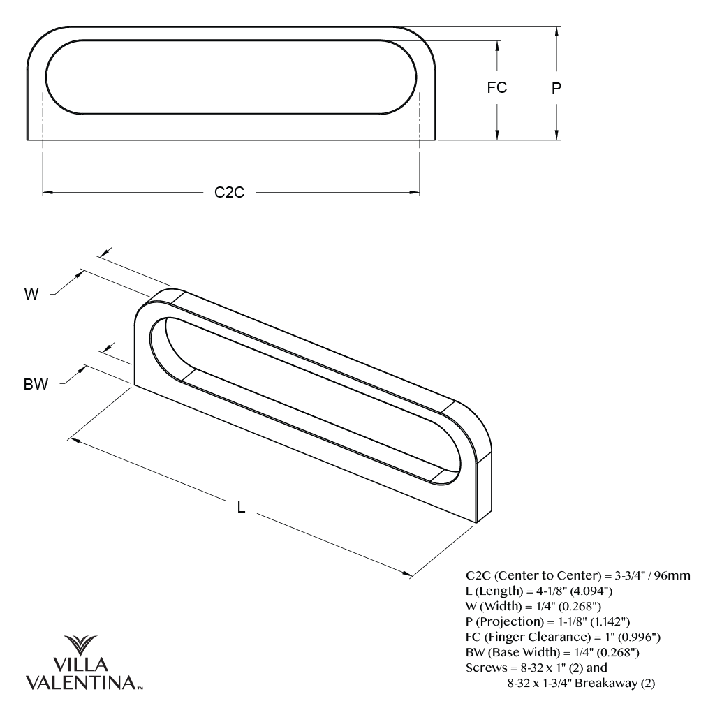 Villa Valentina VV1596MB Cabinet-Pulls - View #7