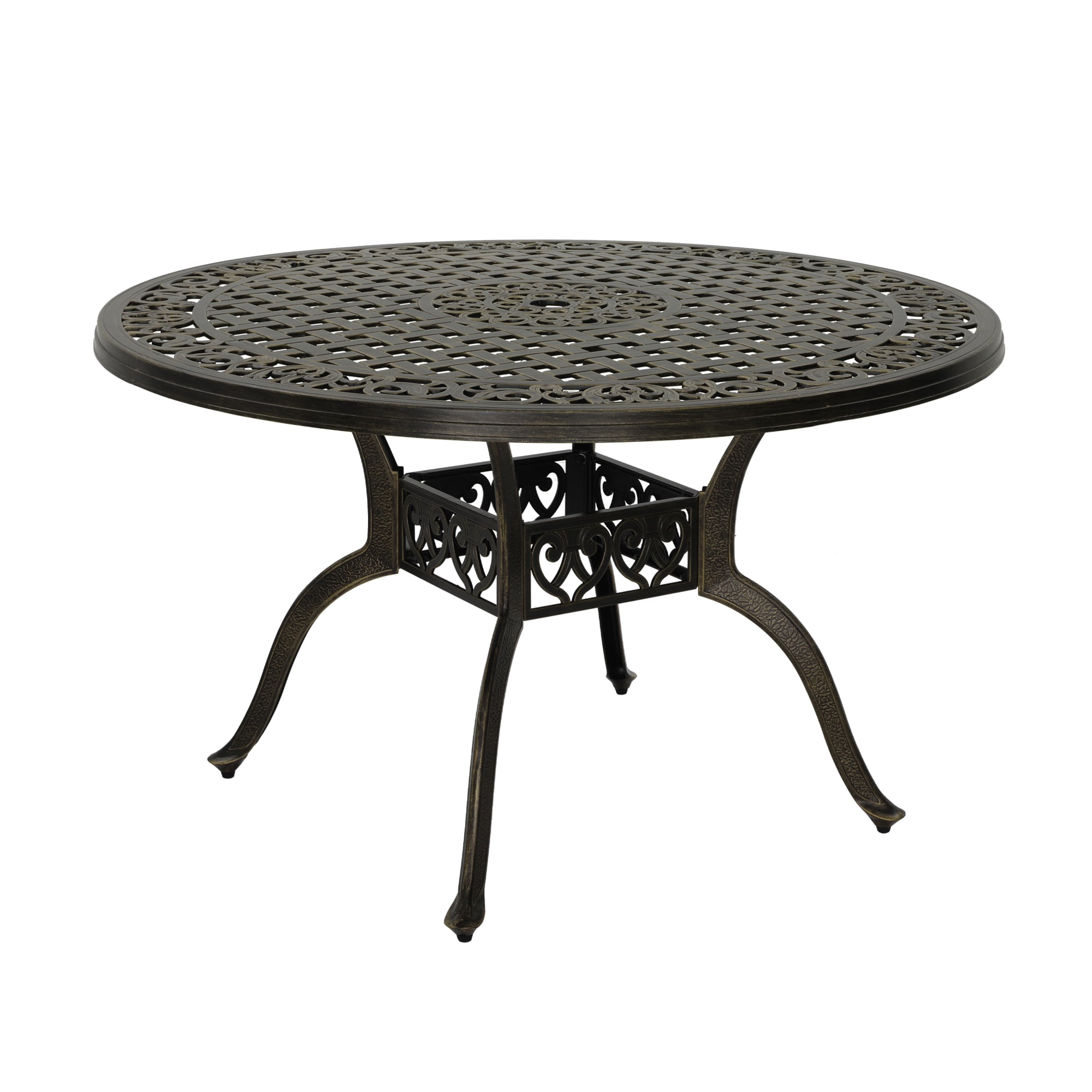 Clihome CB-49760 Cast Aluminium Patio Table Round Outdoor Dining Table 47-in W x 47-in L with Umbrella Hole