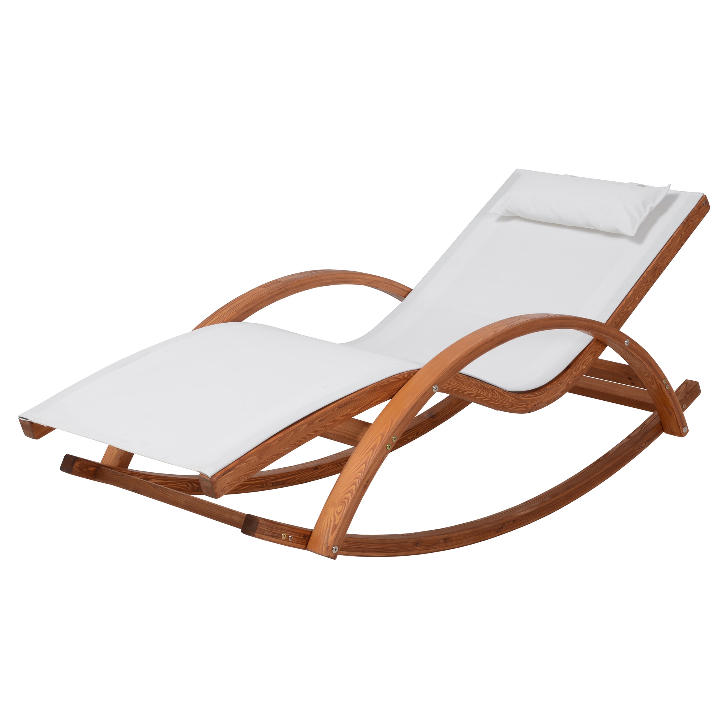 Deko Living COP20206WHT Natural Wood Wood Frame Stationary Recliner Chair with White Cushioned Seat