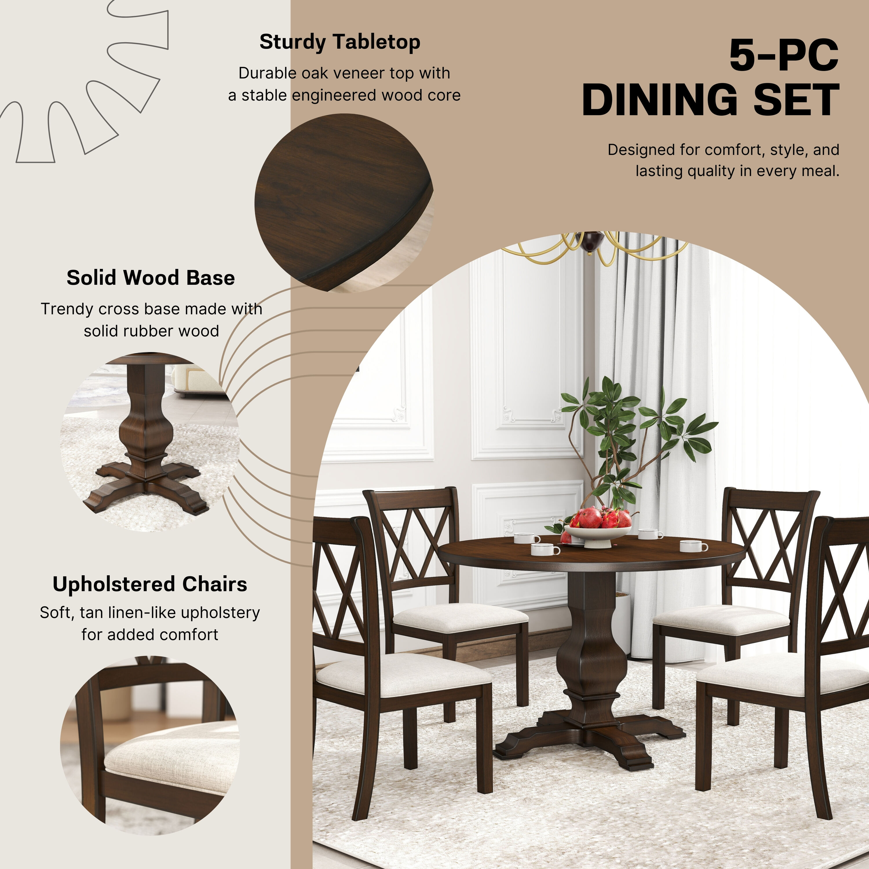 Roundhill Furniture T407EP-C305X2 Dining-Sets - View #4