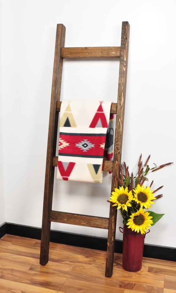BrandtWorks S4-DW Dark Brown Leaning Blanket Ladder