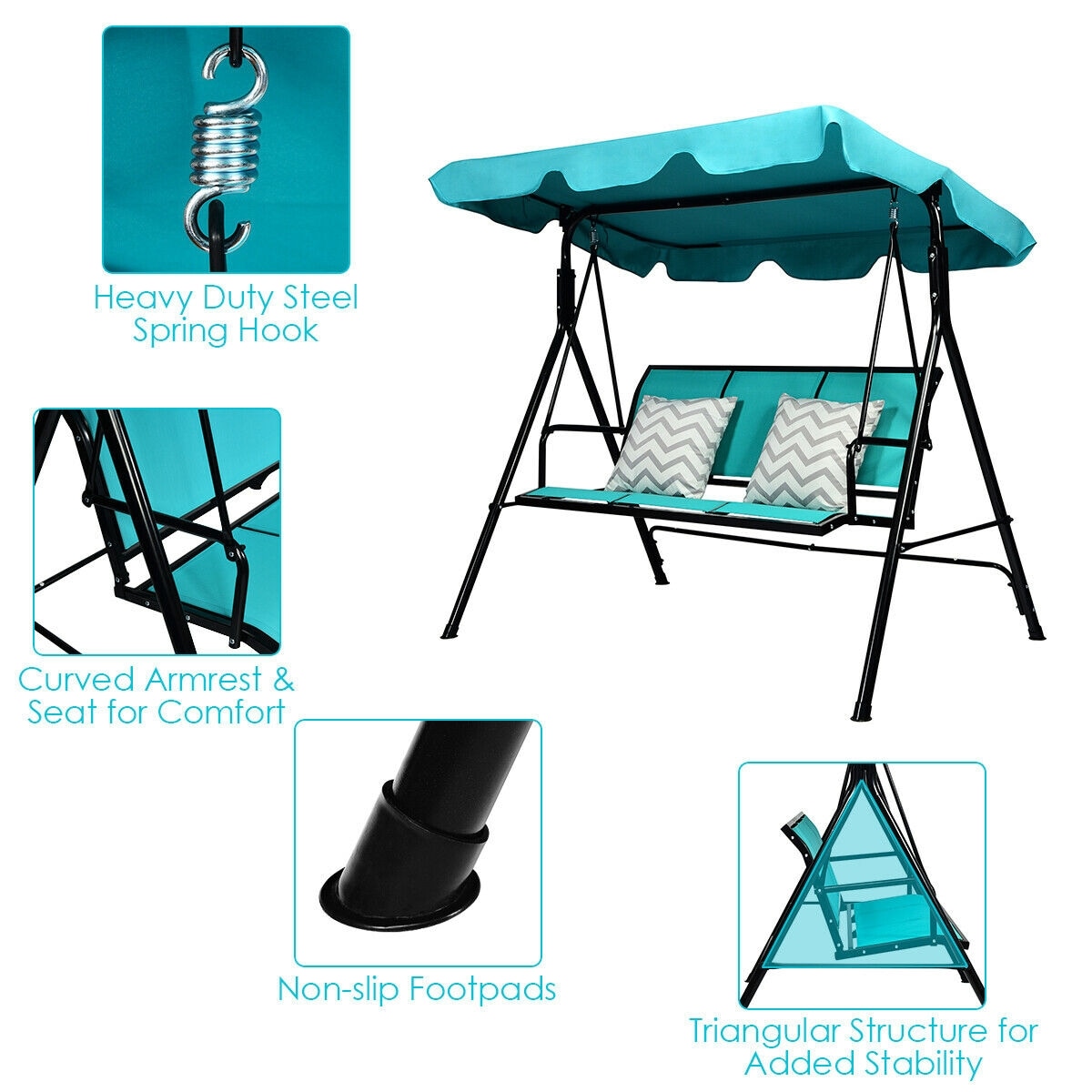 Forclover HYFE-70492BL Replace-Porch-Swing-Glider-Tops - View #9