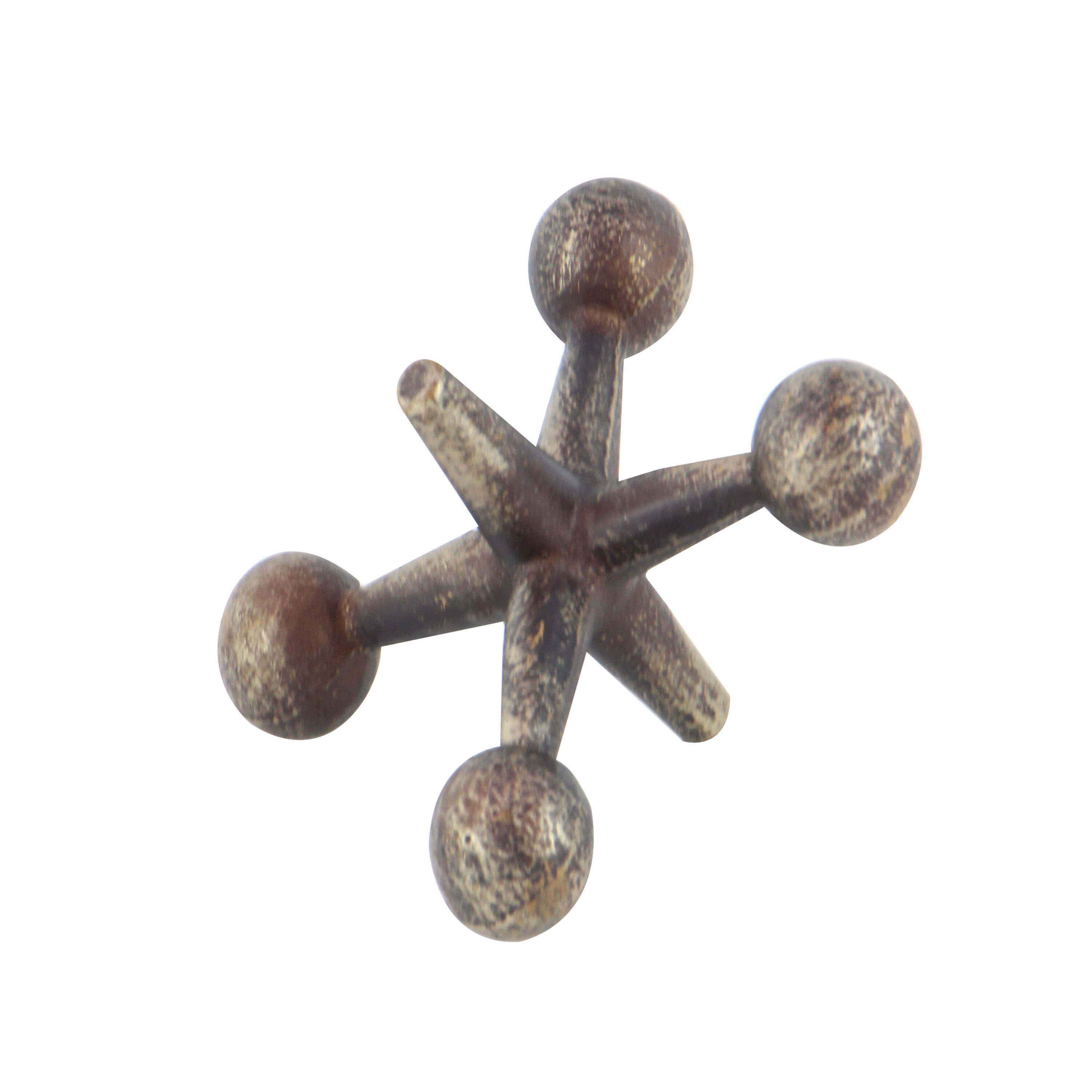 Distressed Gold and Black Iron Jacks Sculpture Set, 9"